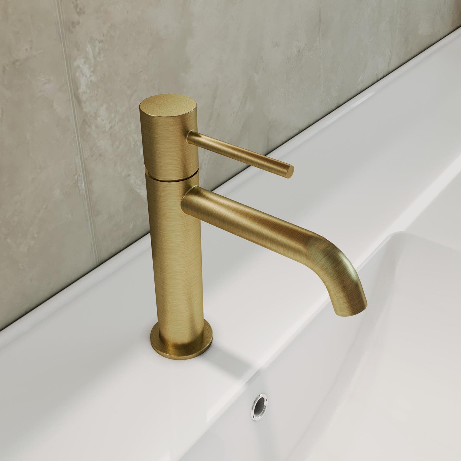 Miscelatore lavabo in ottone oro spazzolato anti-impronta - Oasis