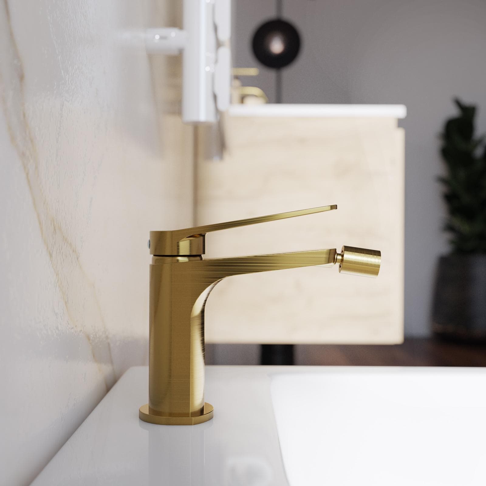 Miscelatore per bidet in ottone oro spazzolato anti-impronta - Nocta