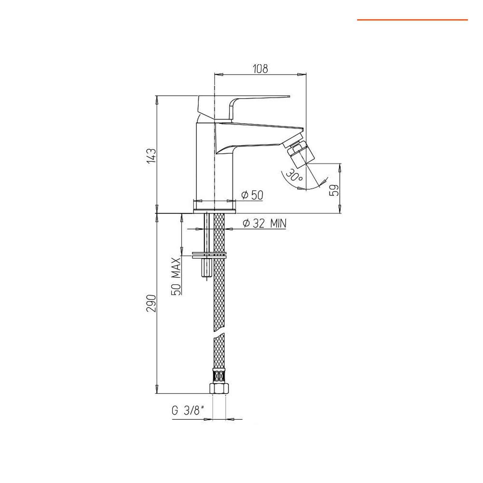 Miscelatore per bidet Jacuzzi - Rubinetteria modello Inca design moderno per piletta clickclack