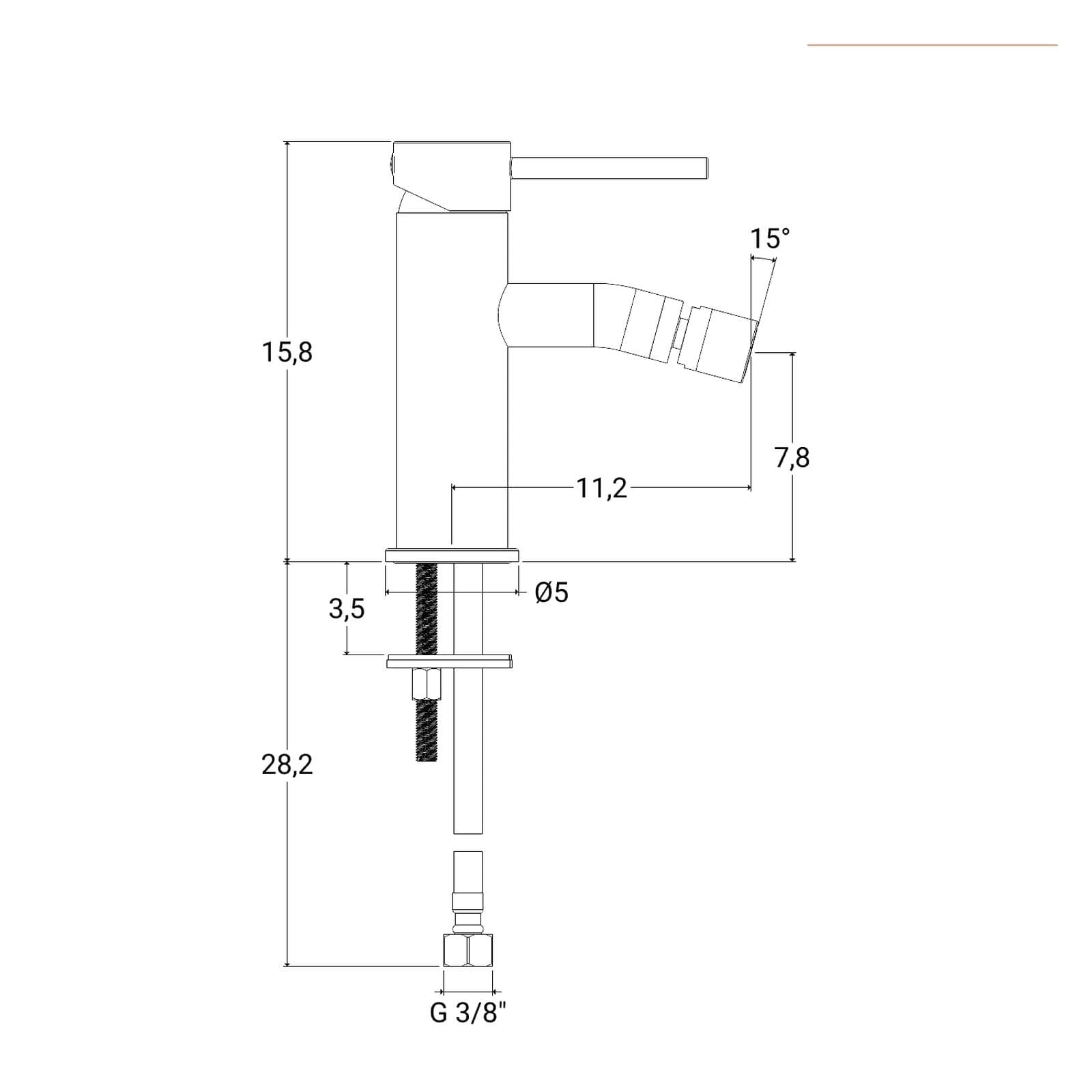 Miscelatore bidet in ottone oro Gun di Jacuzzi - Rubinetteria
