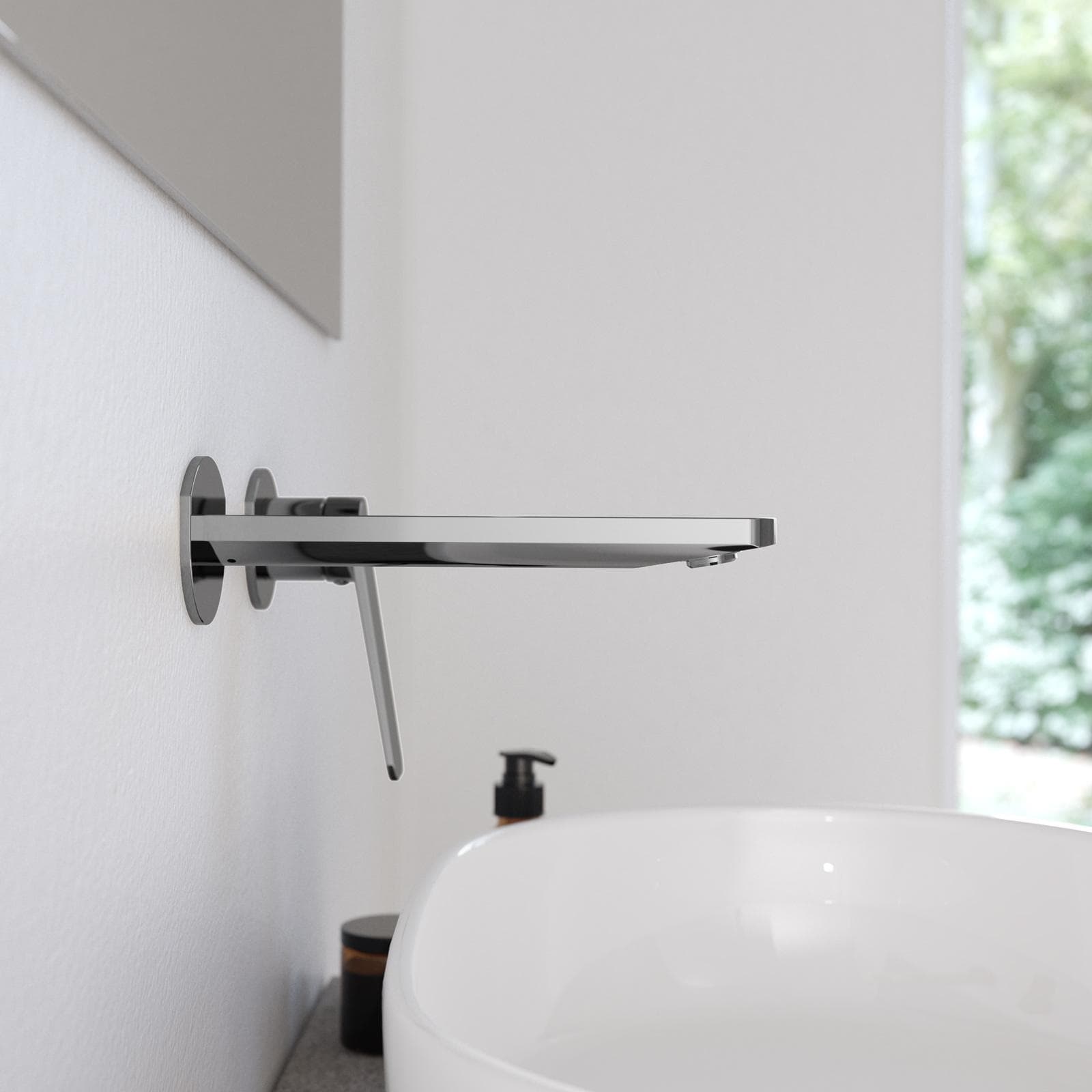 Miscelatore per lavabo a muro in ottone cromo - Nocta