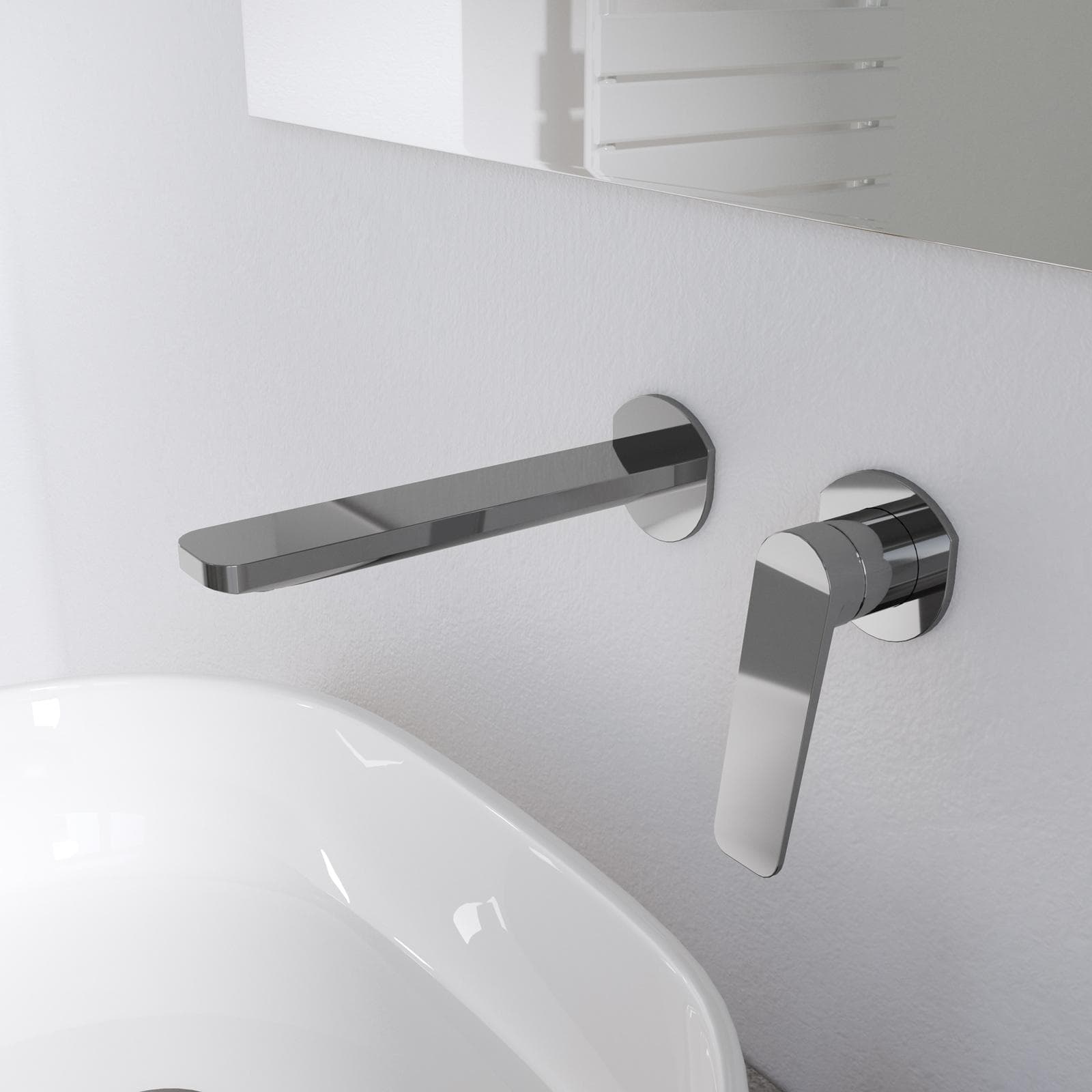 Miscelatore per lavabo a muro in ottone cromo - Nocta