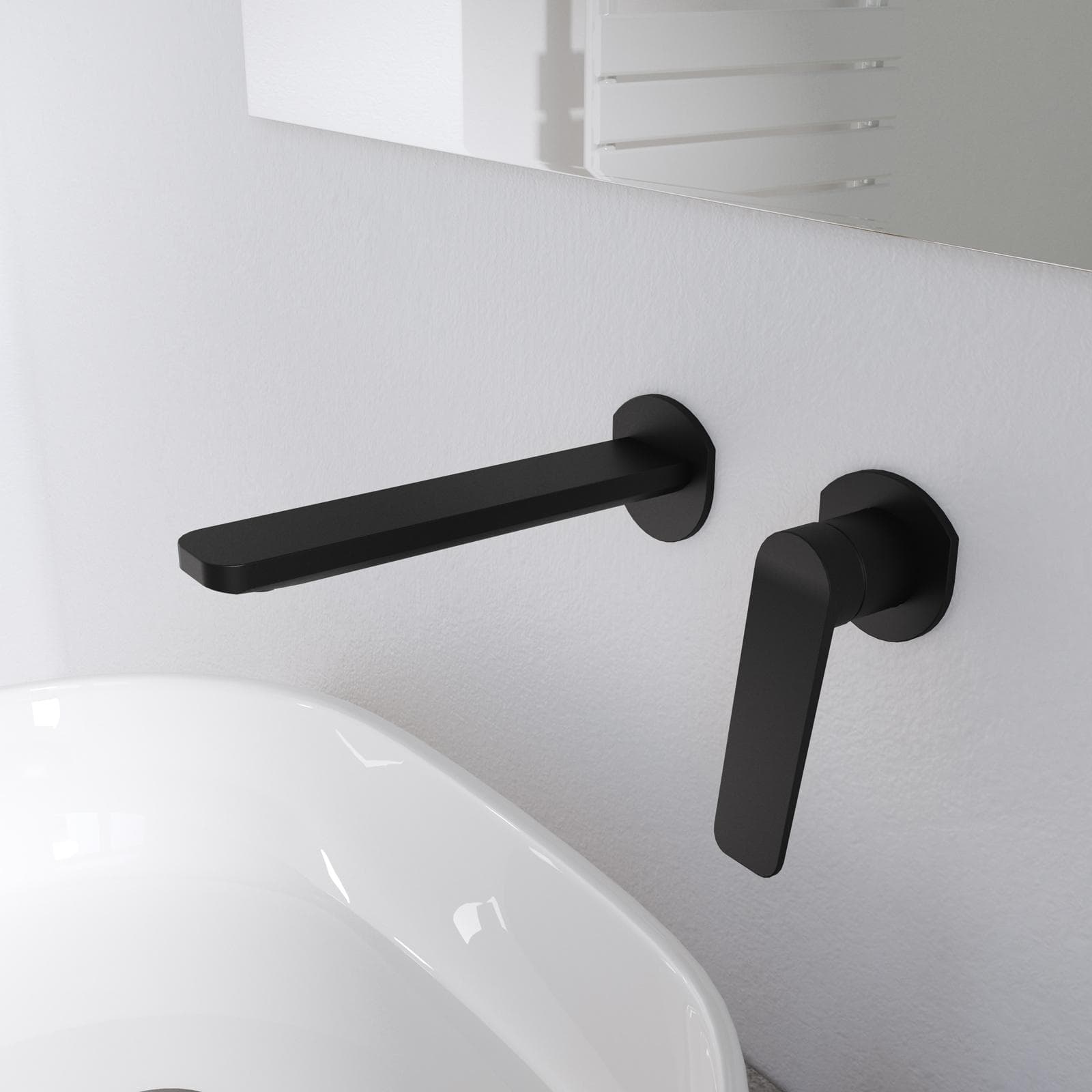 Miscelatore per lavabo a muro in ottone nero opaco - Nocta