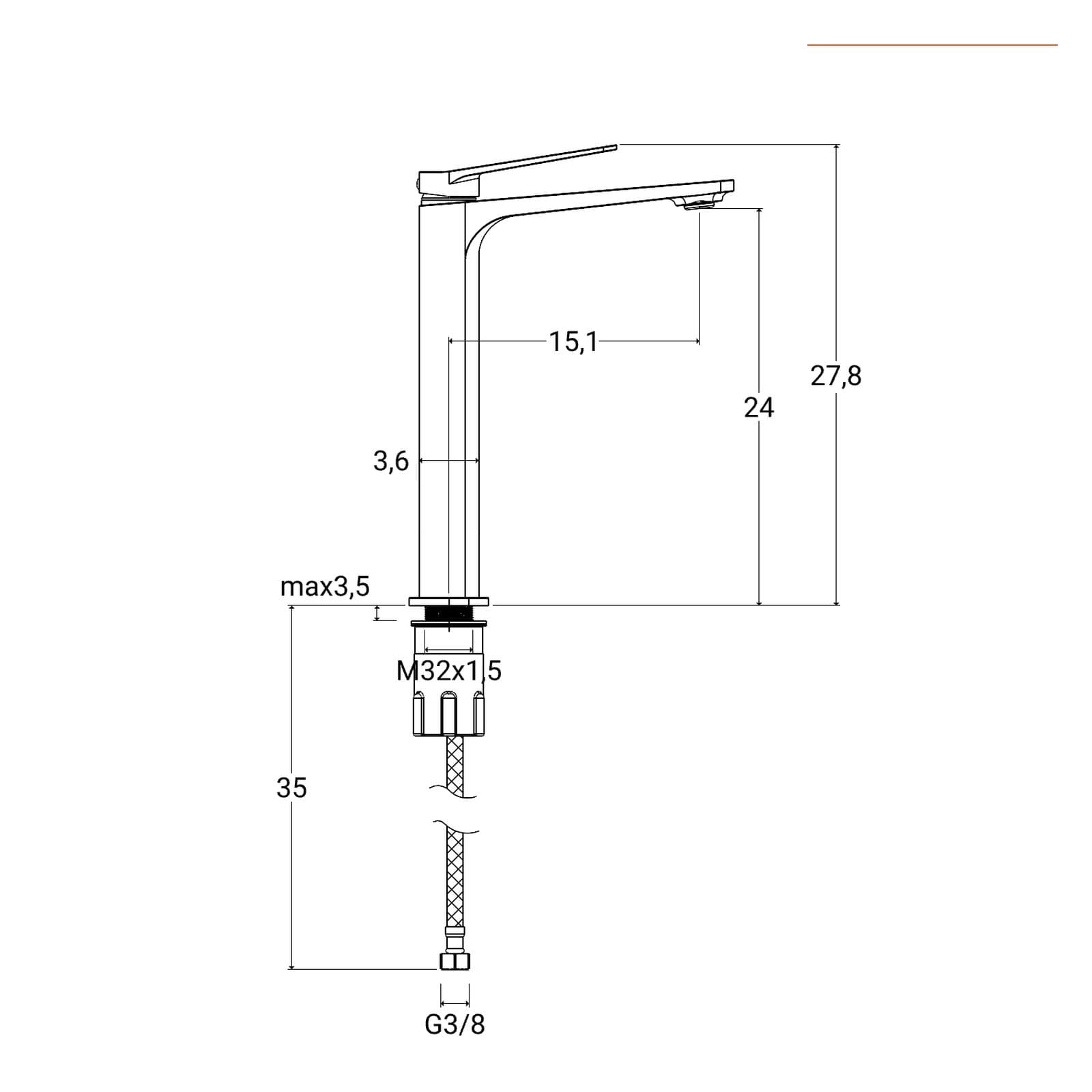 Miscelatore per lavabo alto in ottone nero opaco - Nocta