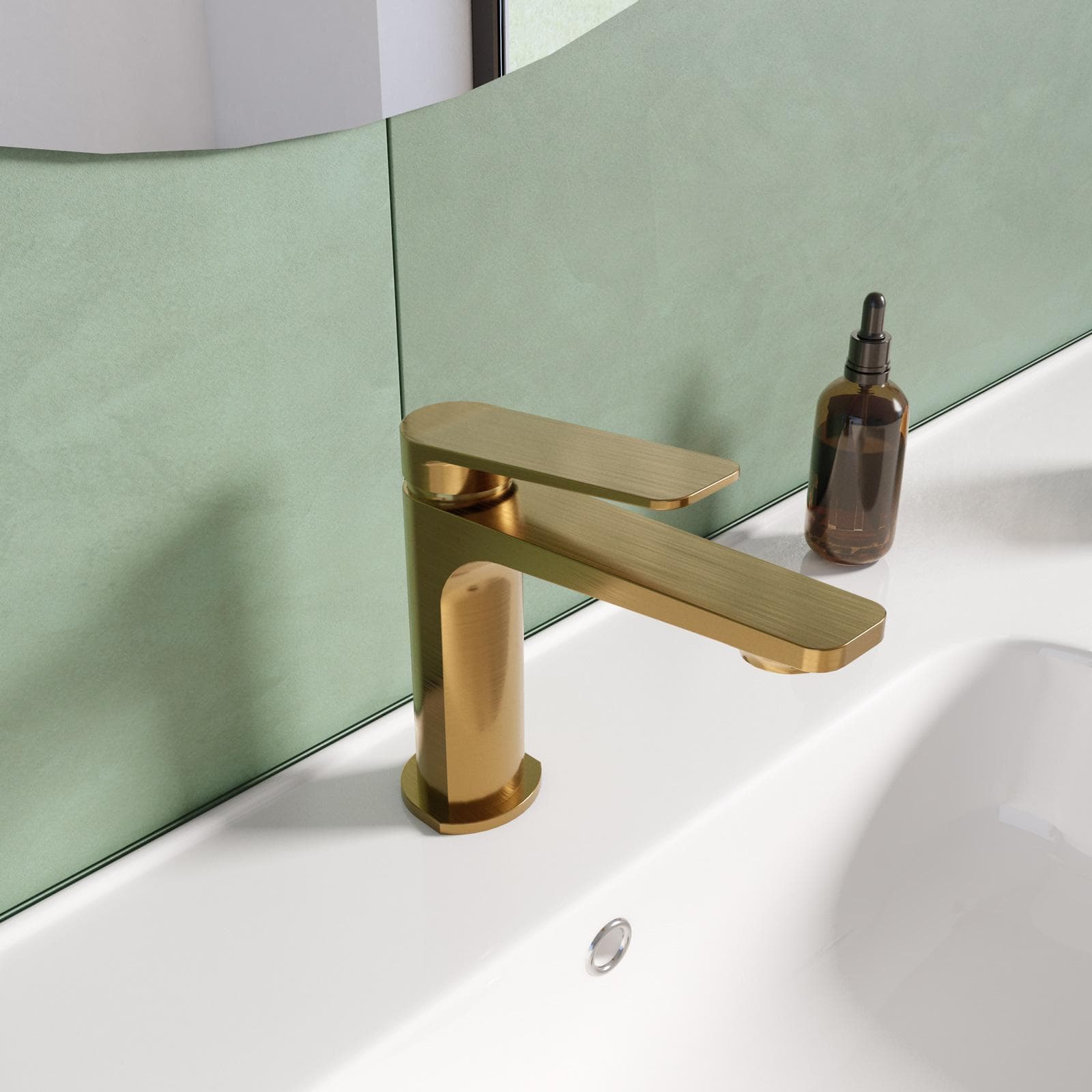 Miscelatore per lavabo in ottone oro spazzolato anti-impronta - Nocta