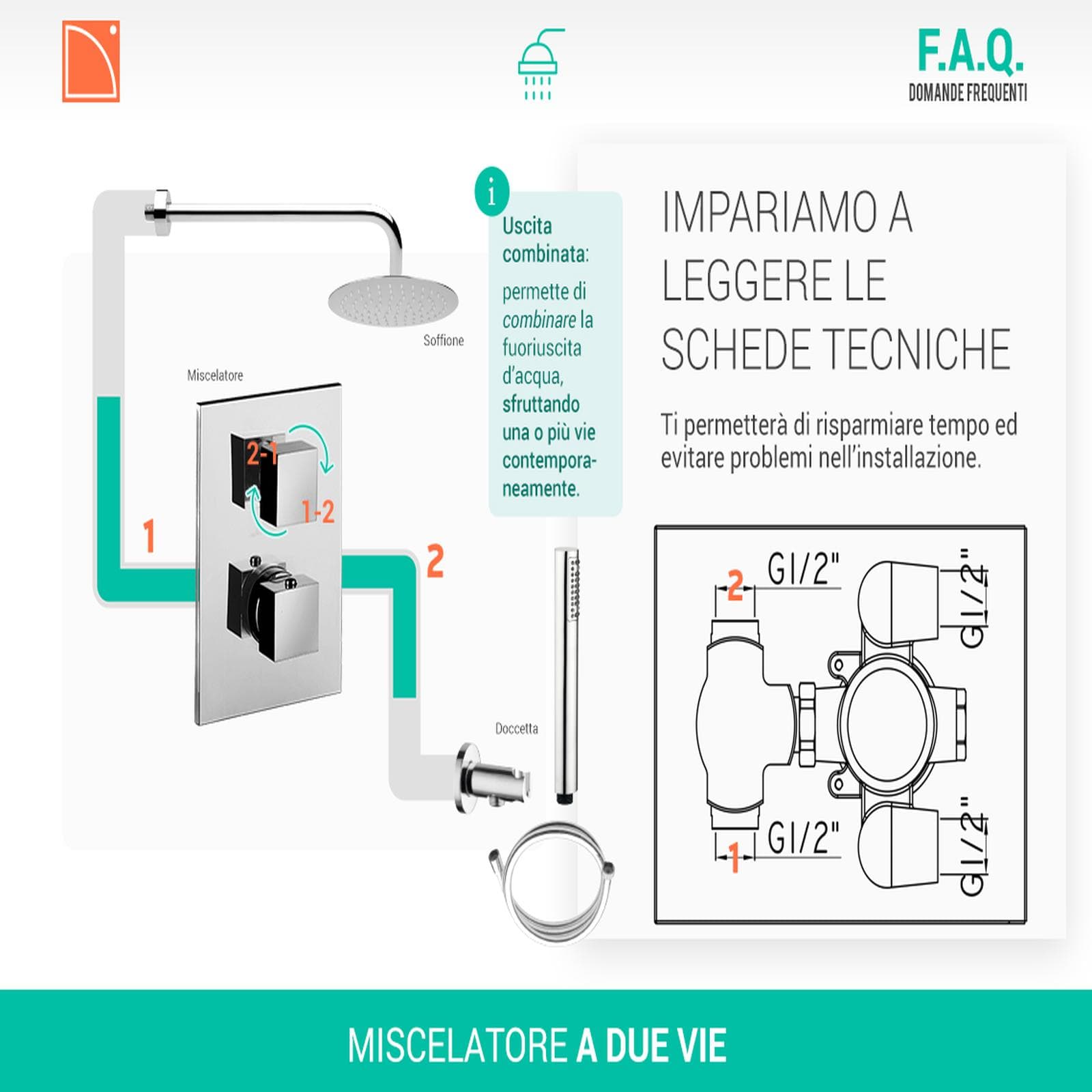 Miscelatore rubinetteria Jacuzzi - Rubinetteria incasso doccia con deviatore per doccia moderna