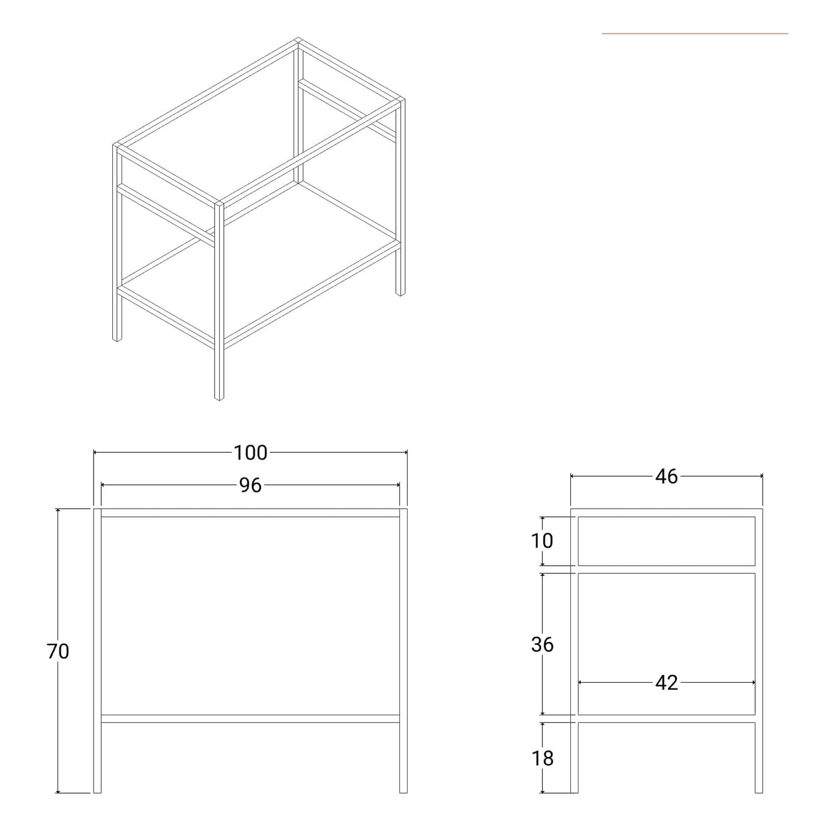 Mobile bagno a terra 100 cm nero opaco con top lavabo e specchio - Axis