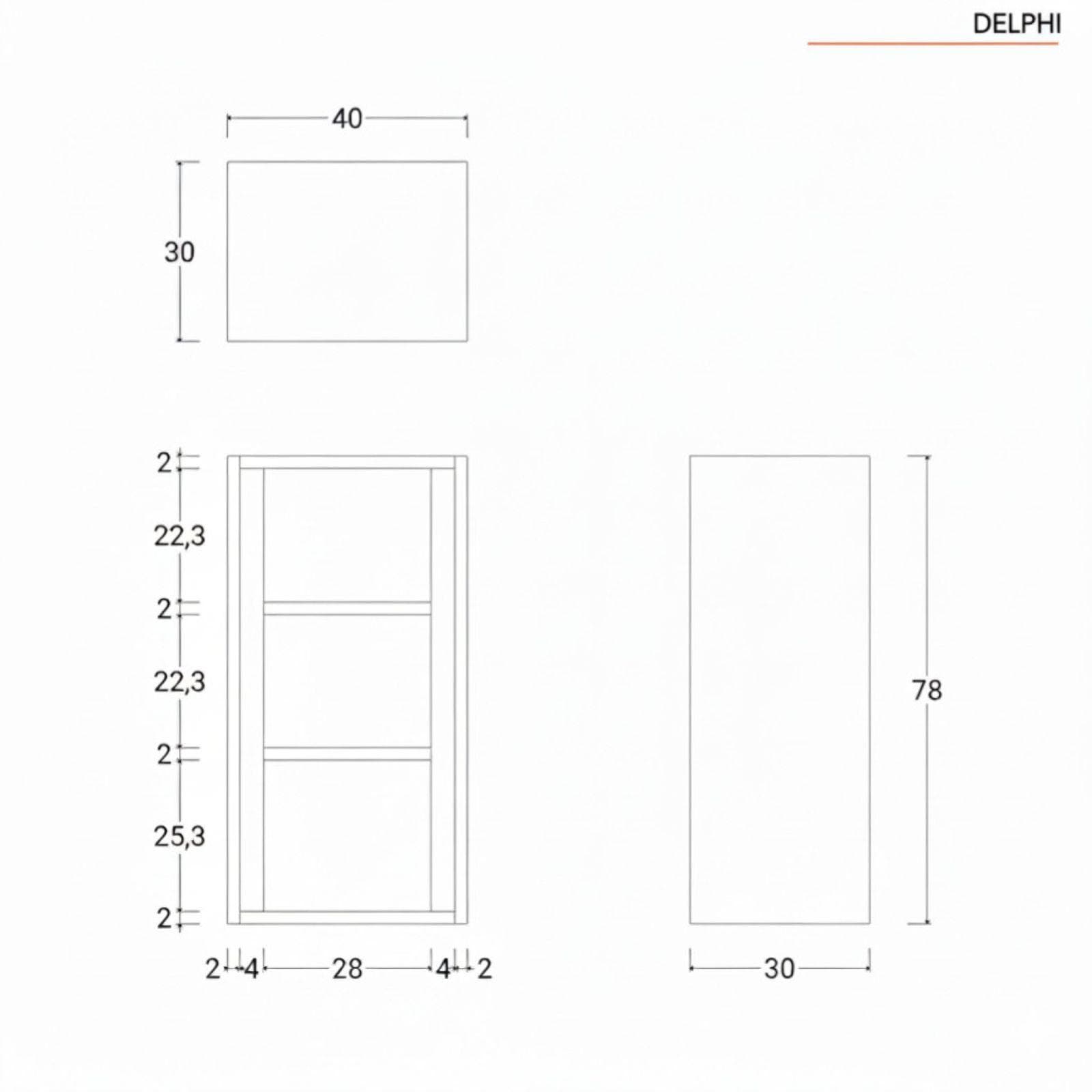 Mobile bagno 40x78 h cm in legno teak con barra portasalviette lavabo e specchio - Delphi