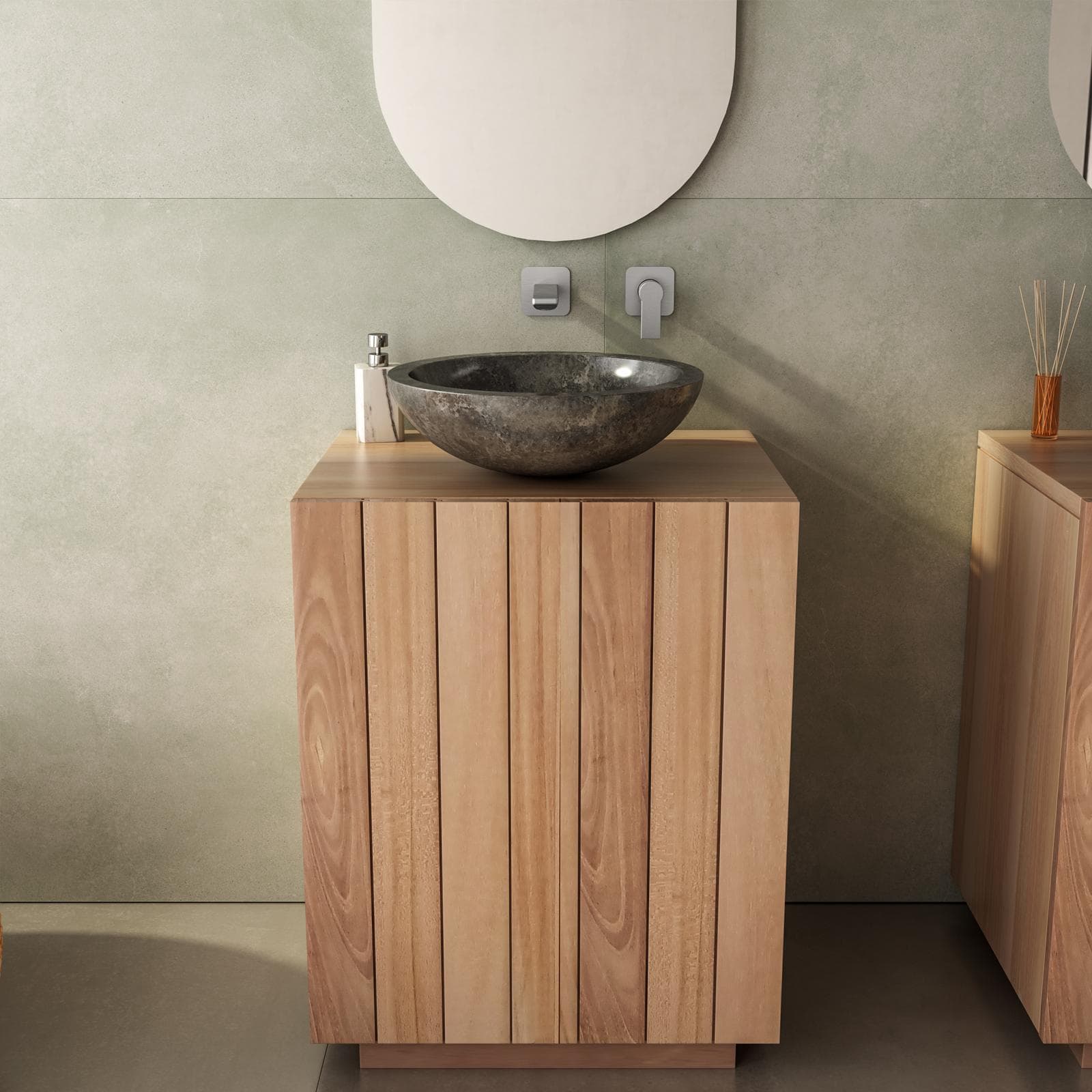 Mobile bagno portalavabo 60 cm con anta in legno teak naturale - Kilua