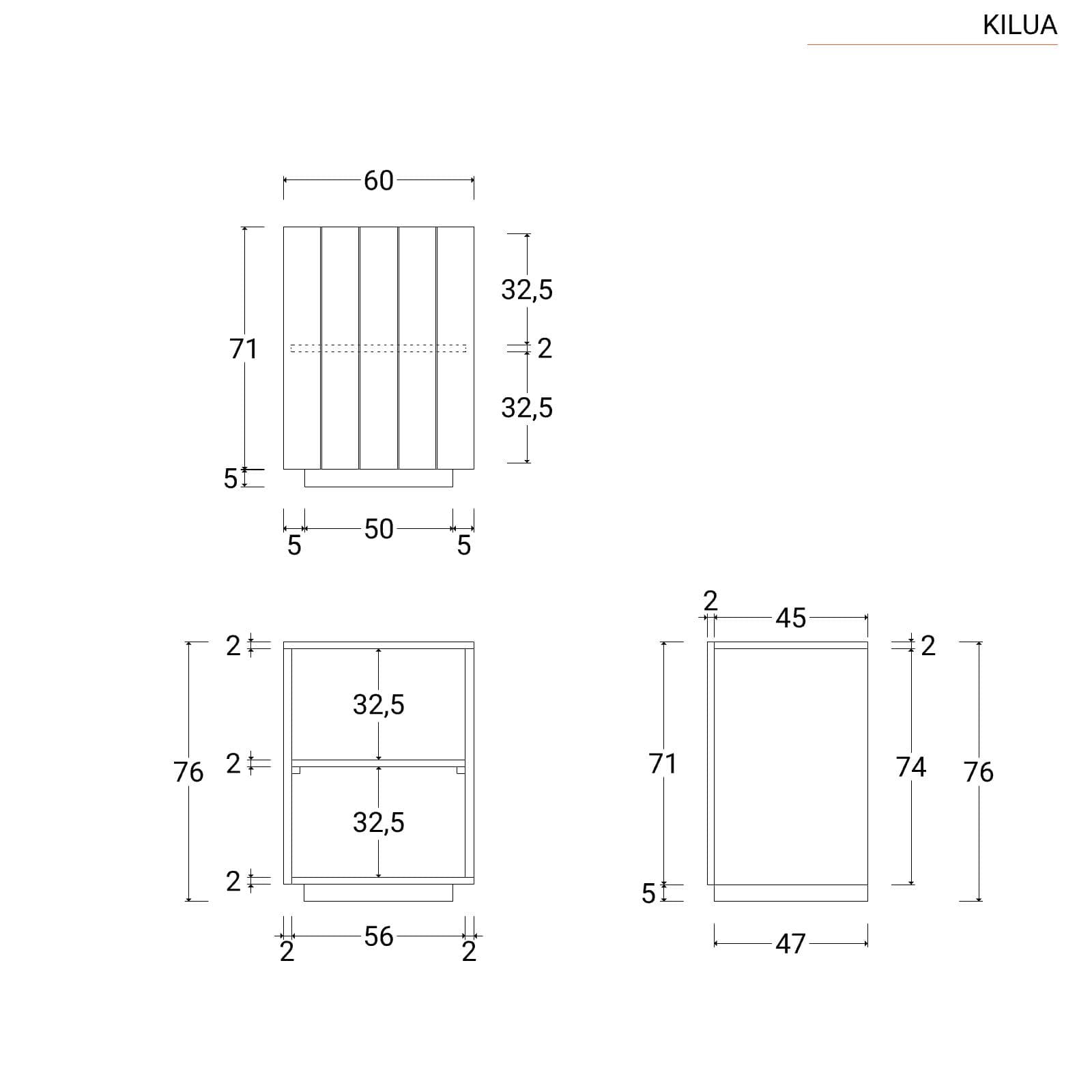 Mobile bagno portalavabo 60 cm con anta in legno teak naturale - Kilua