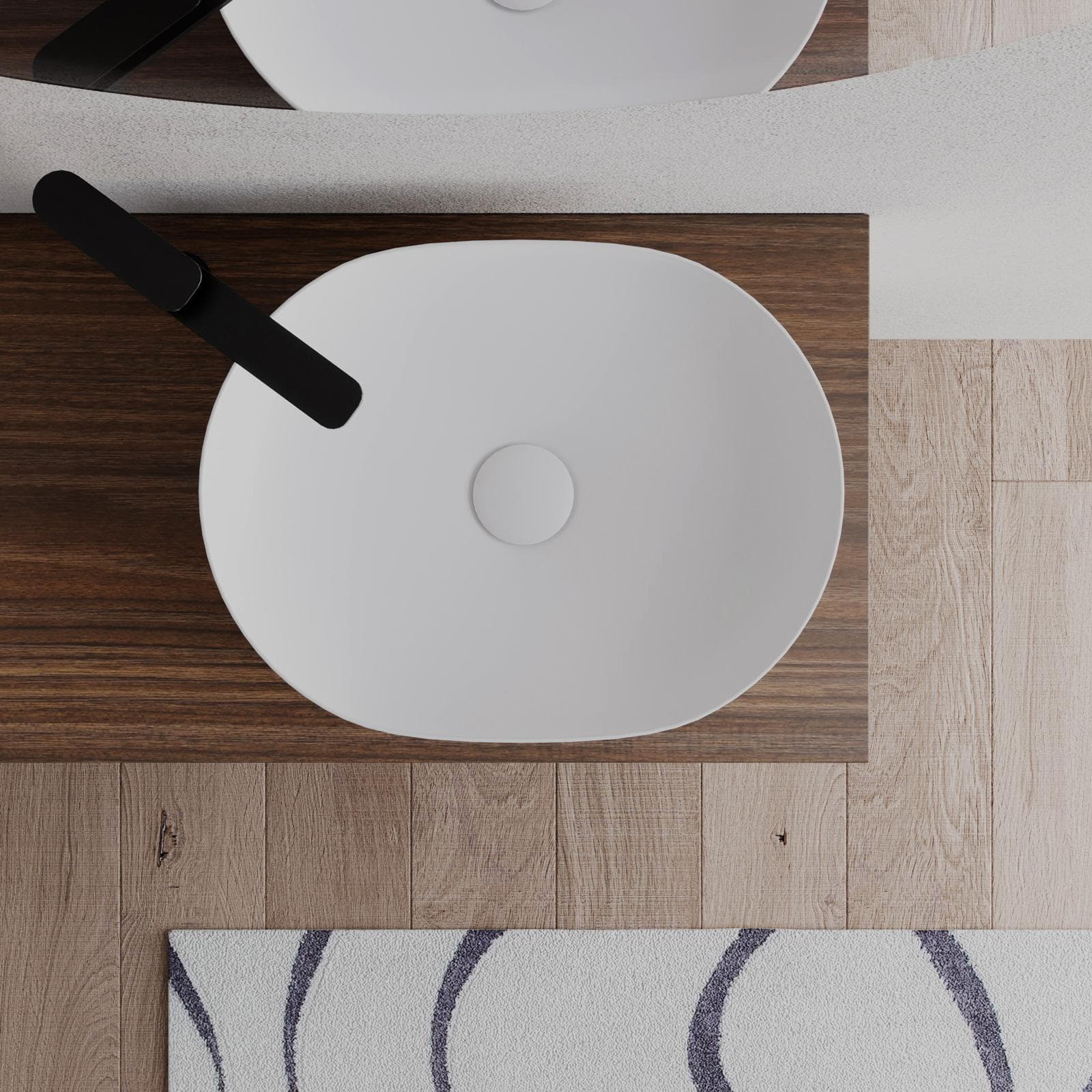 Mobile bagno portalavabo dx 120 cm bianco opaco e top rovere deciso - Sleek