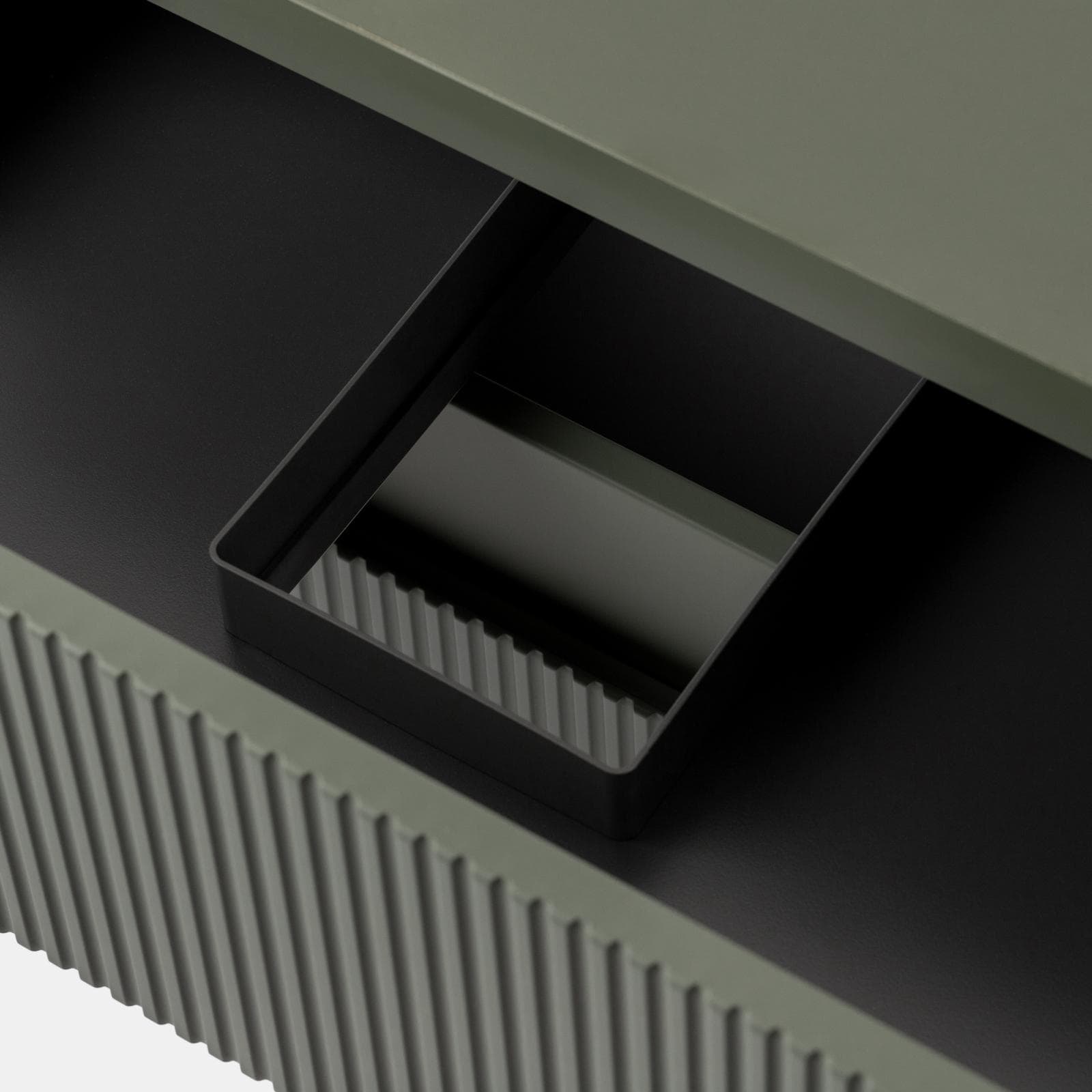 Mobile bagno sospeso 120 cm cannettato verde cemento con top e specchio - Tayga
