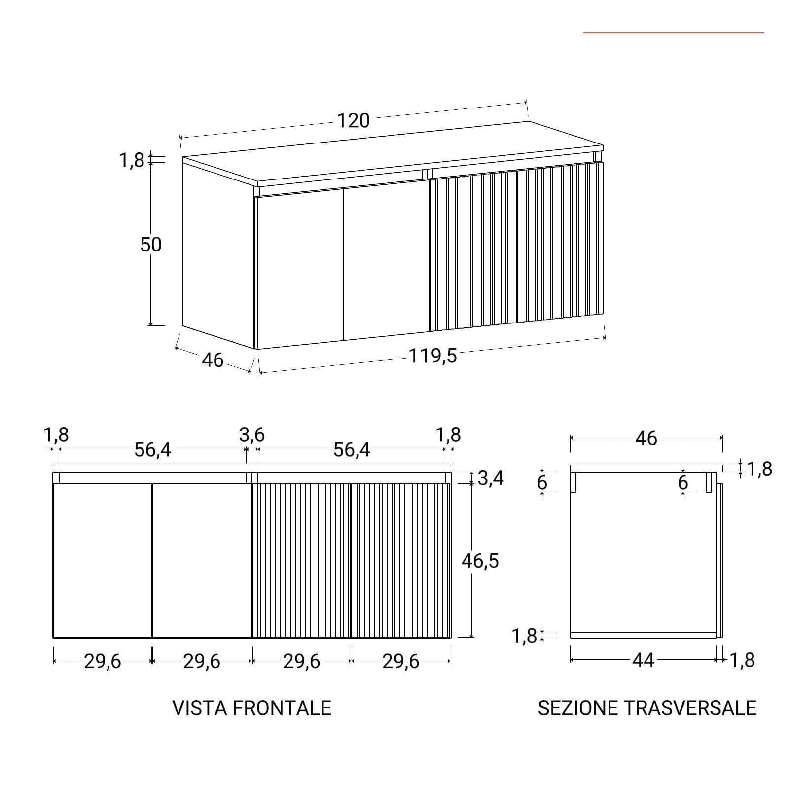 Mobile bagno sospeso 120 cm rovere gold con top bianco opaco e specchio - Neko