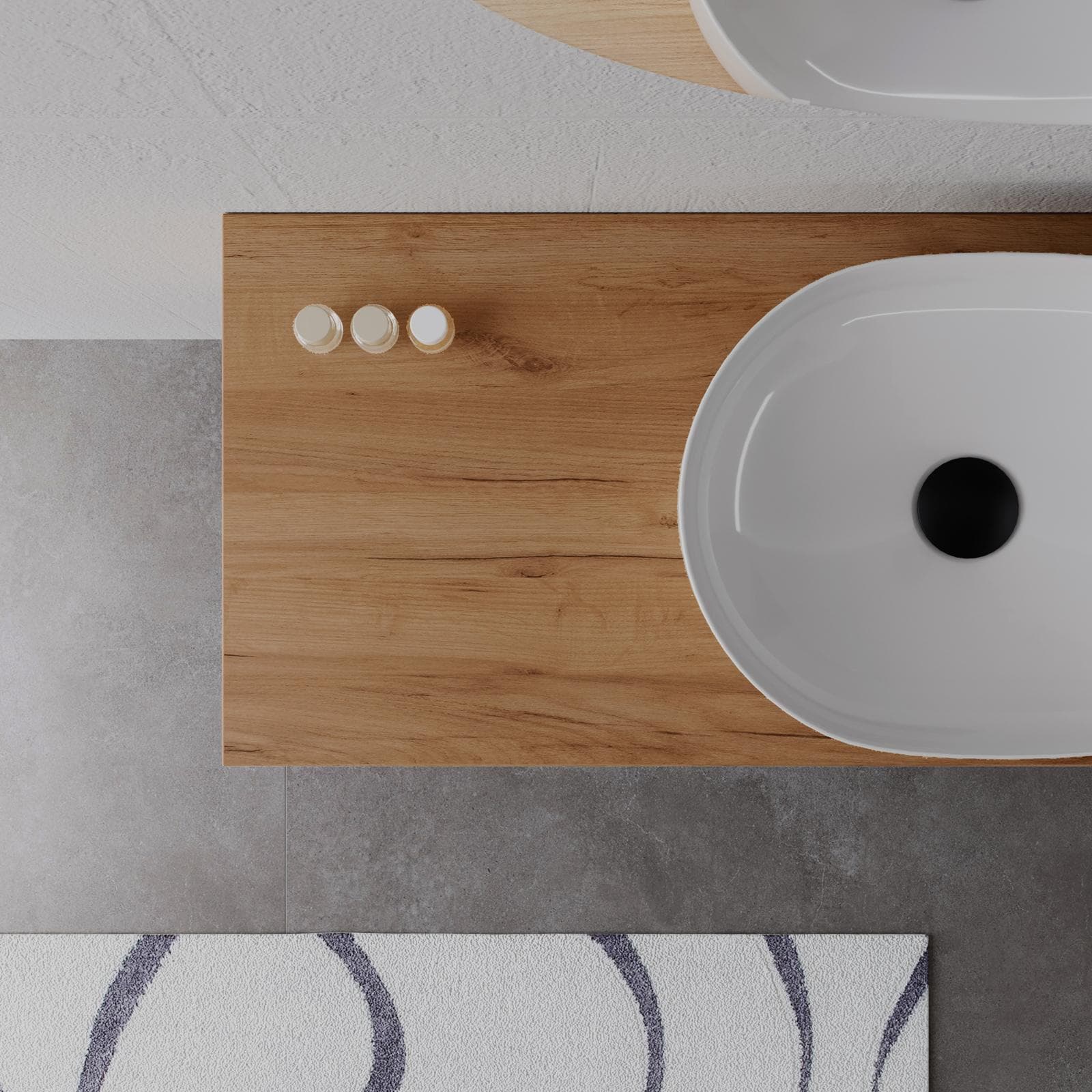 Mobile bagno sospeso 120 cm rovere gold con top e specchio - Sleek