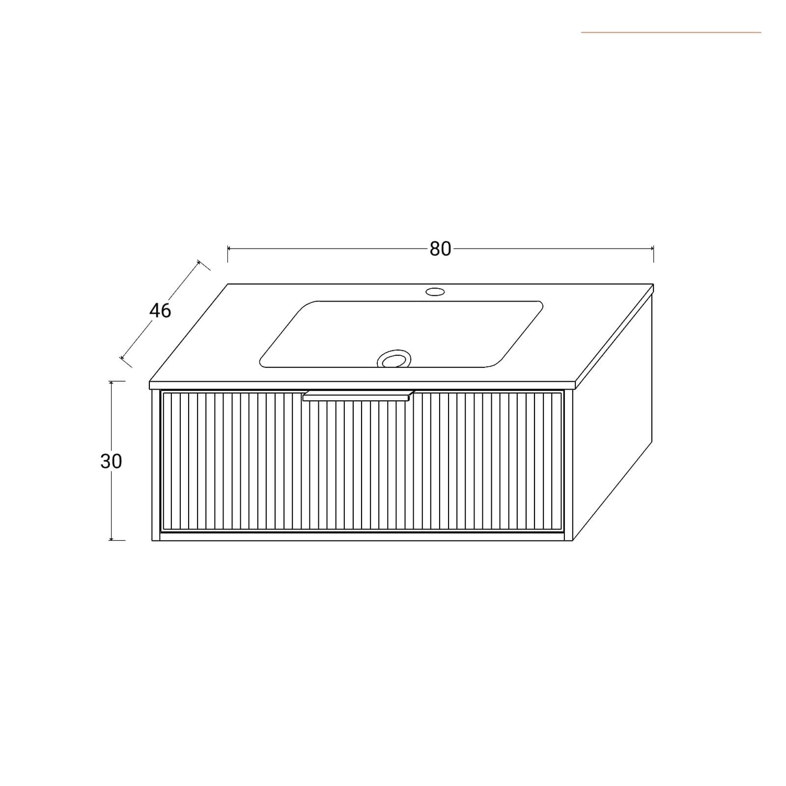 Mobile bagno sospeso 80 cm bianco con frontale in vetro lavabo integrato e specchio - Laila
