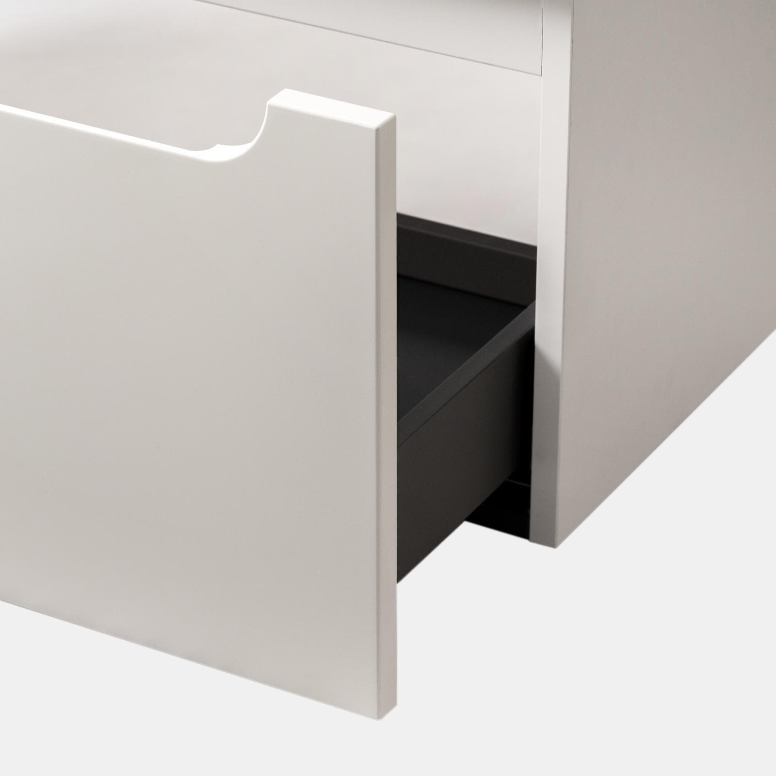 Mobile bagno sospeso 80 cm bianco opaco con cassettone e top con specchio - Sleek