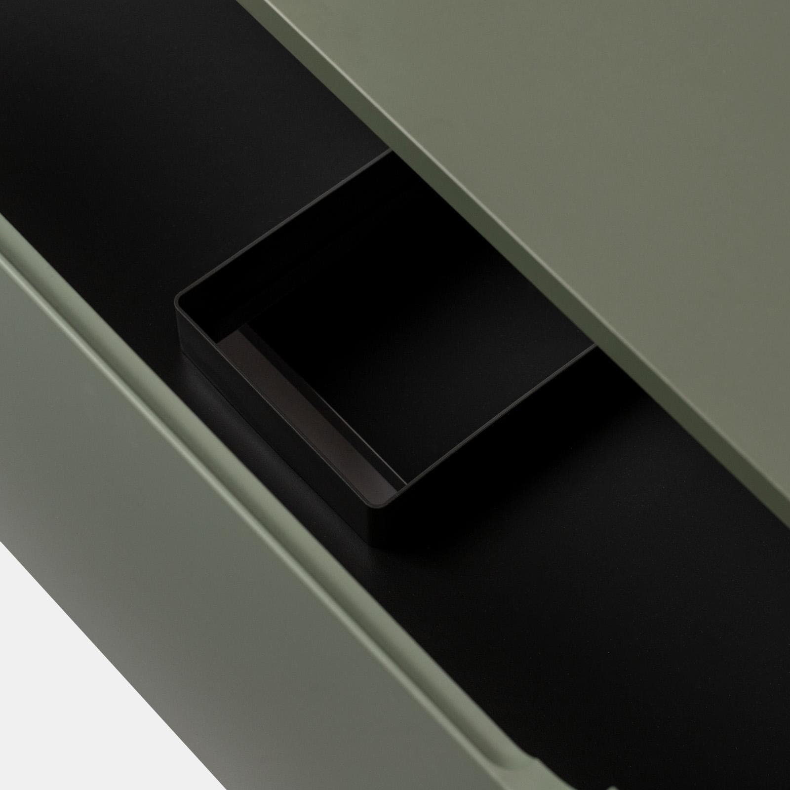 Mobile bagno sospeso 90 cm verde cemento con cassettone e top con specchio - Sleek