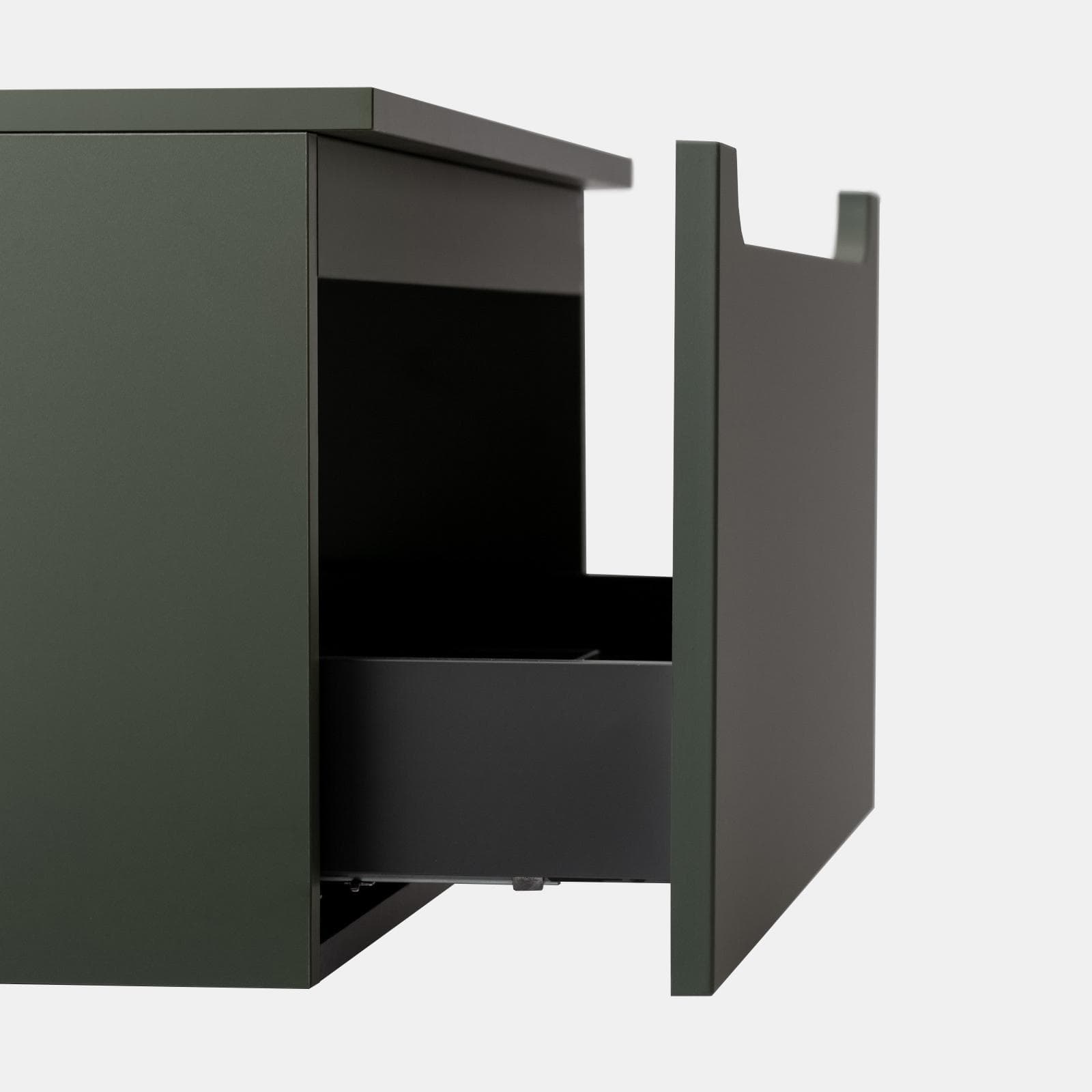 Mobile bagno sospeso 90 cm verde cemento con top e specchio - Sleek