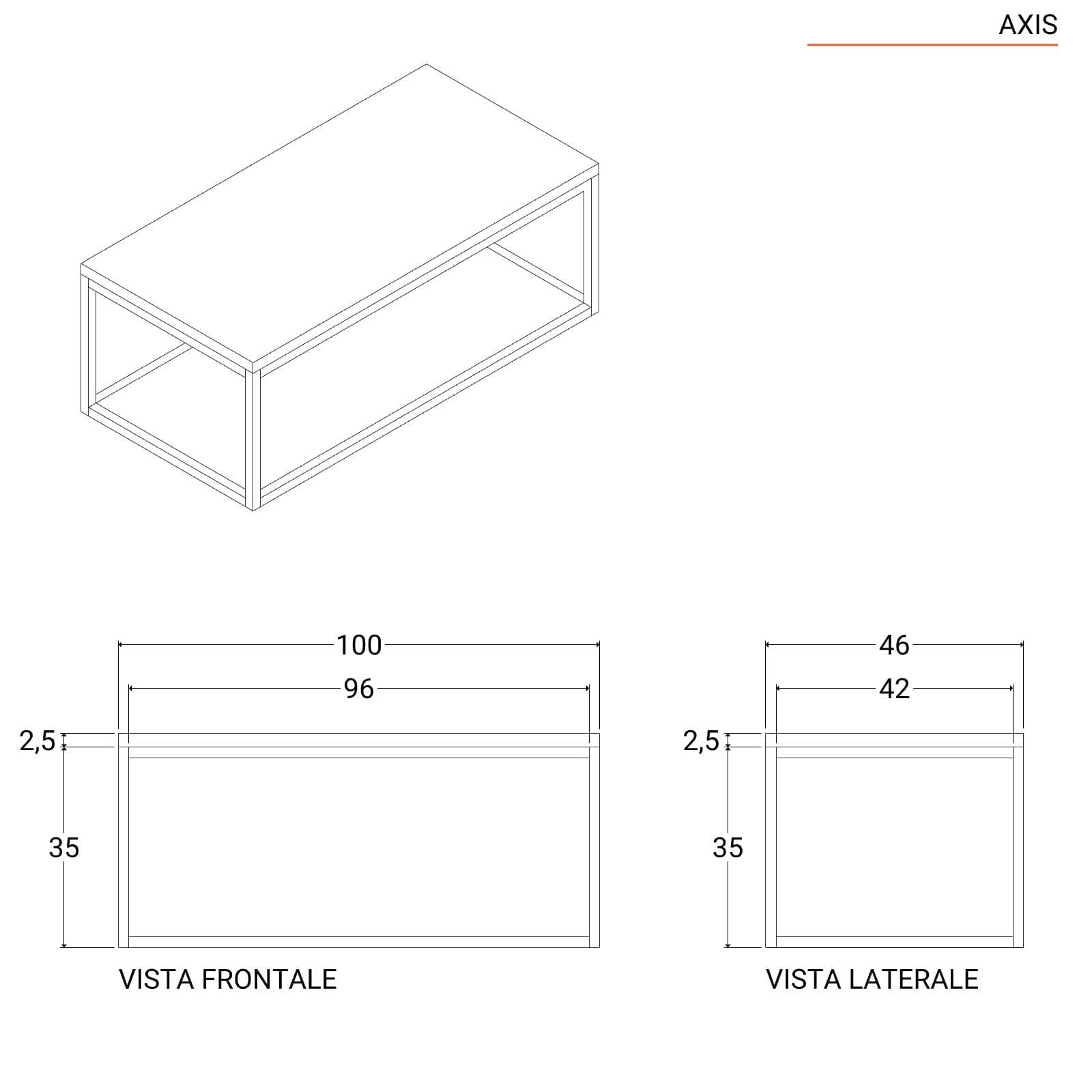 Mobile bagno sospeso portalavabo 100 cm nero opaco con specchio - Axis