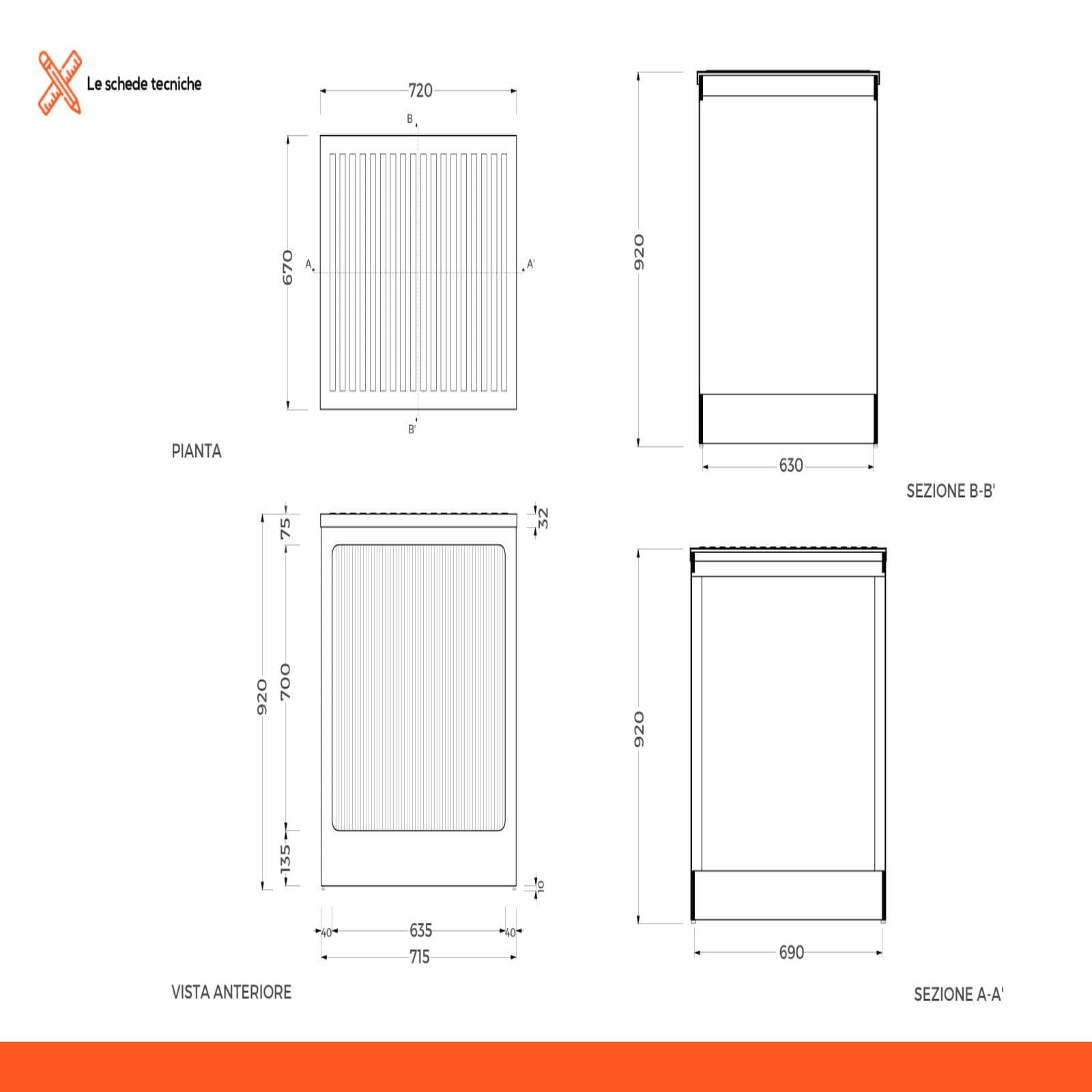 Mobile box coprilavatrice Colavene Lavacril 72x68x91h cm con serranda laterale
