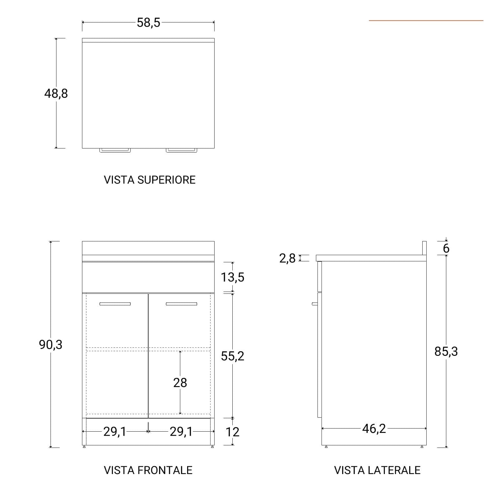 Mobile Colavene 60X50X86h cm 2 ante ripiano interno corda