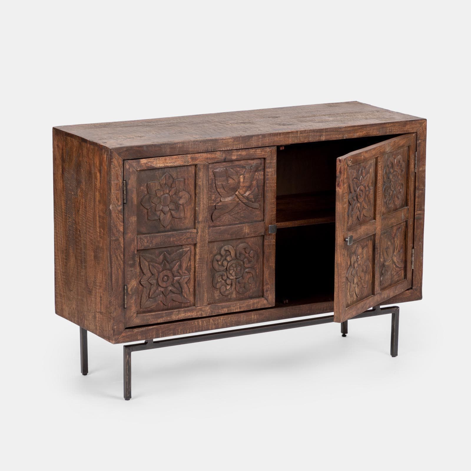 Mobile contenitore 112x40 in legno di acacia e metallo - Freia Acacia