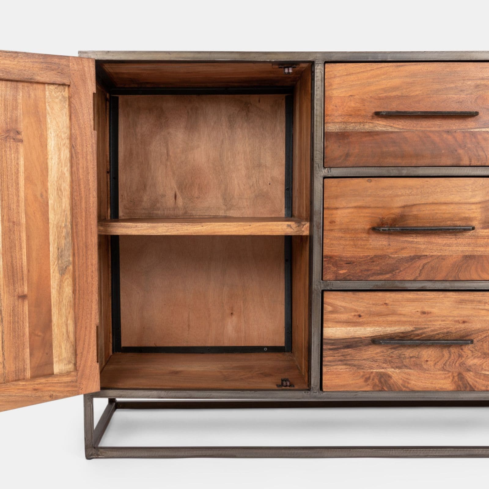 Madia 150x40 cm in legno di acacia e metallo - Freia Acacia