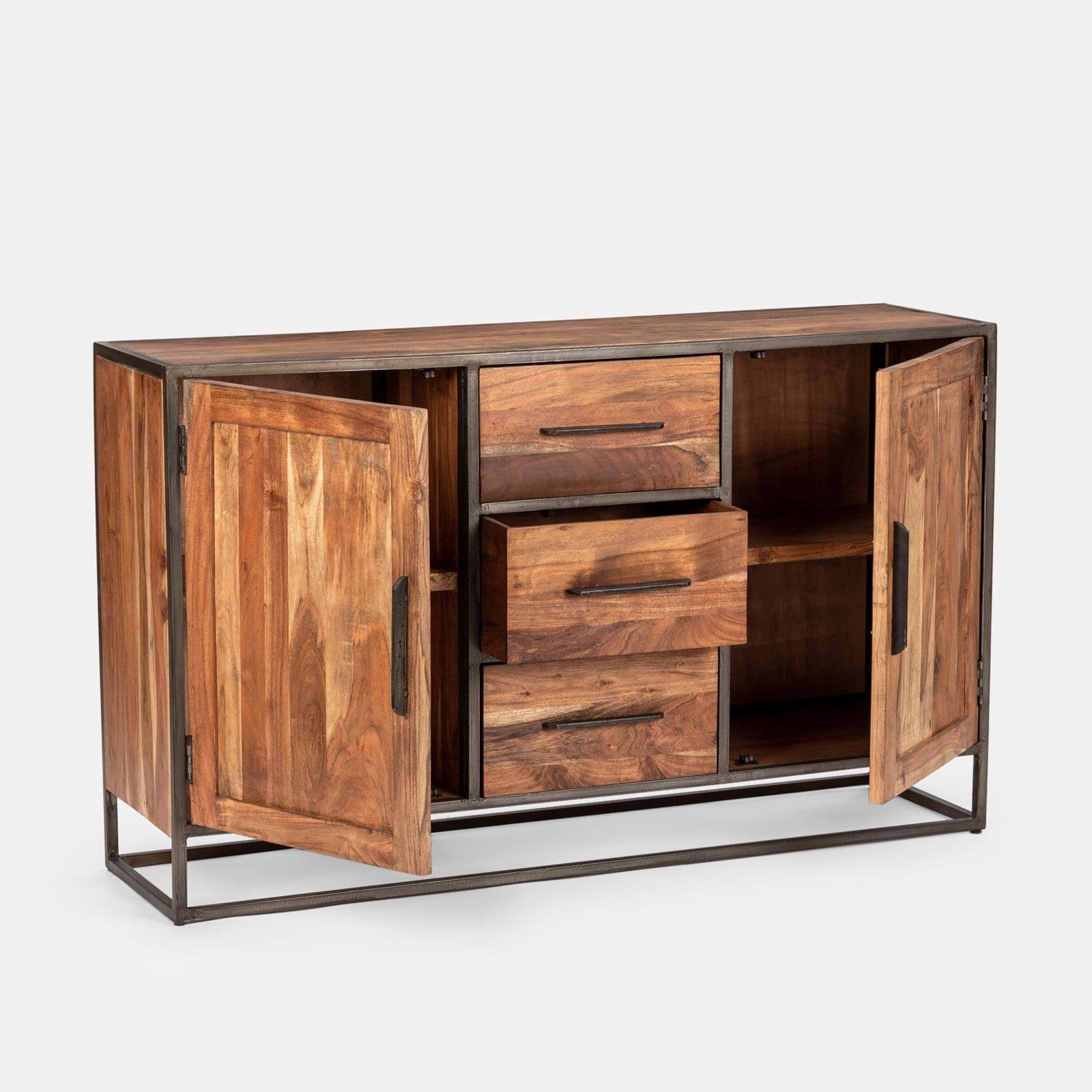 Madia 150x40 cm in legno di acacia e metallo - Freia Acacia