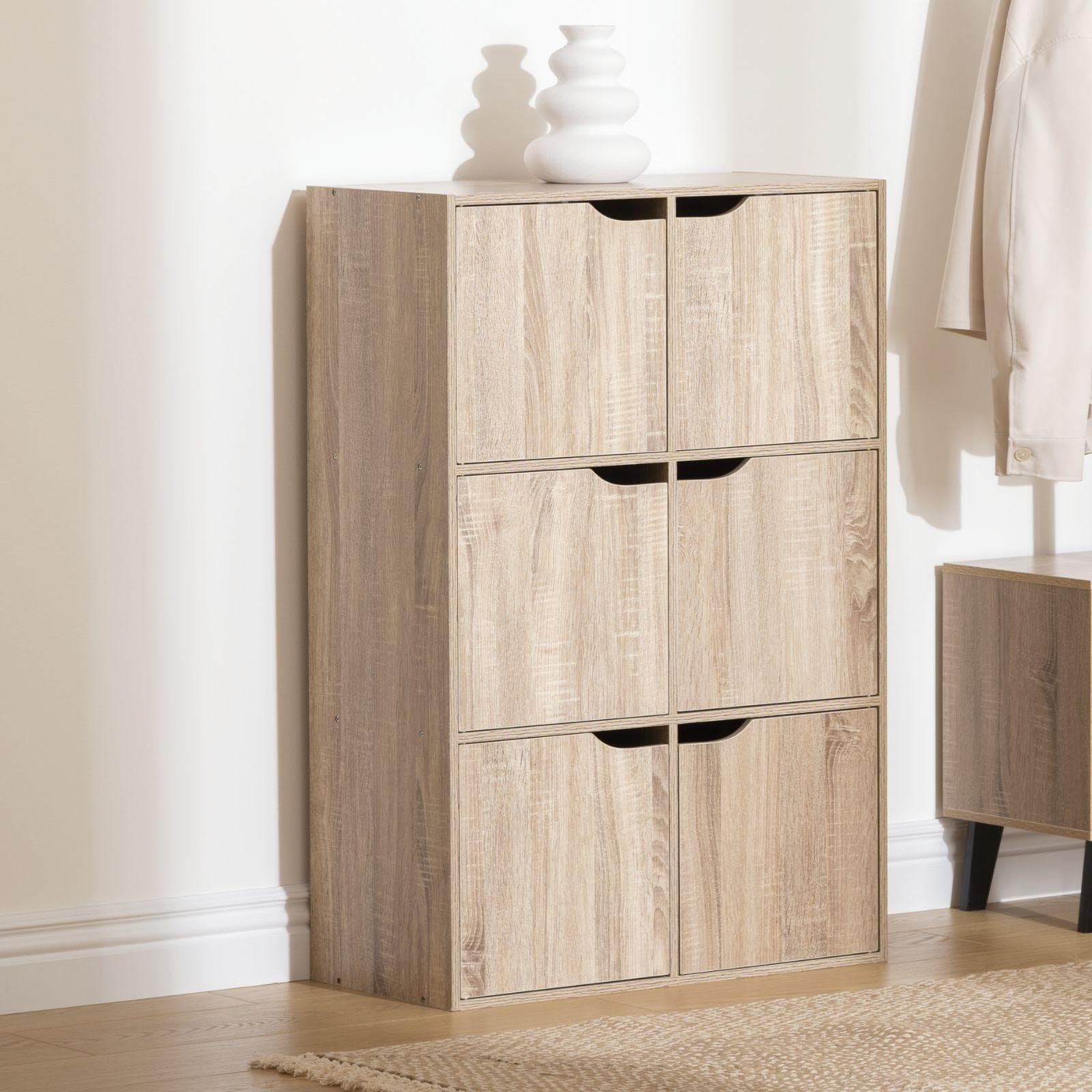 Mobile contenitore 68x101h cm in legno effetto rovere naturale con 6 ante - Bouderie