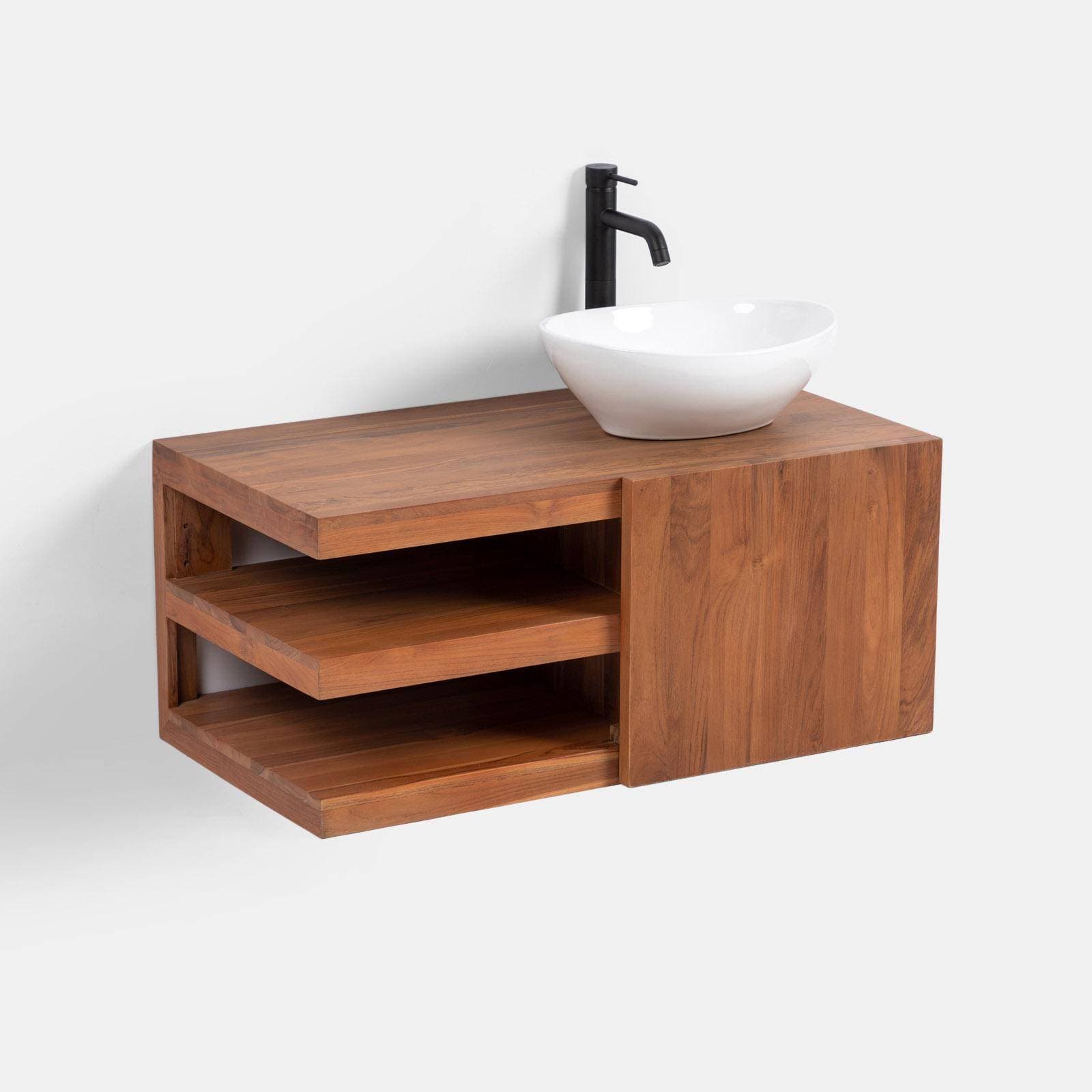 Mobile da bagno sospeso 90 cm in teak - Kuna