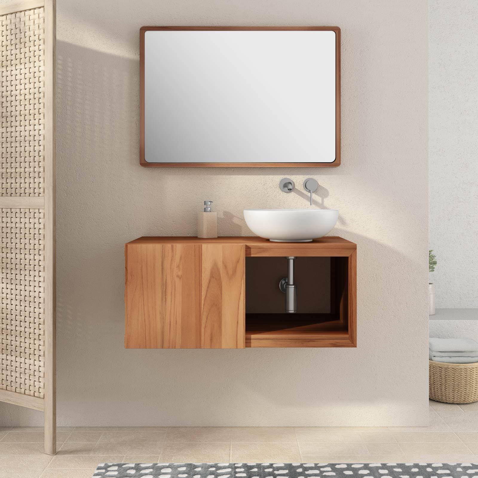 Mobile da bagno sospeso 90 cm in teak - Kuna