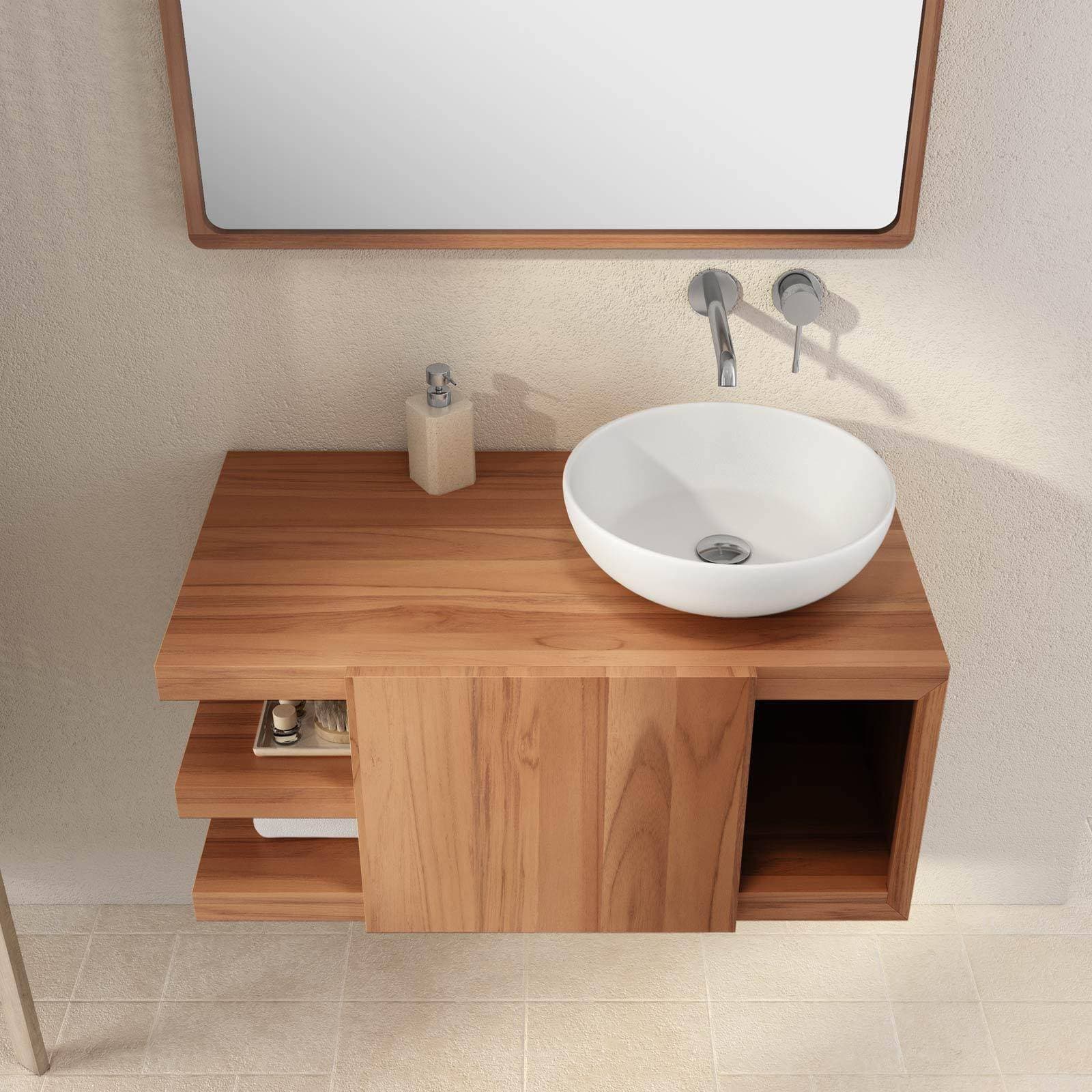 Mobile da bagno sospeso 90 cm in teak - Kuna