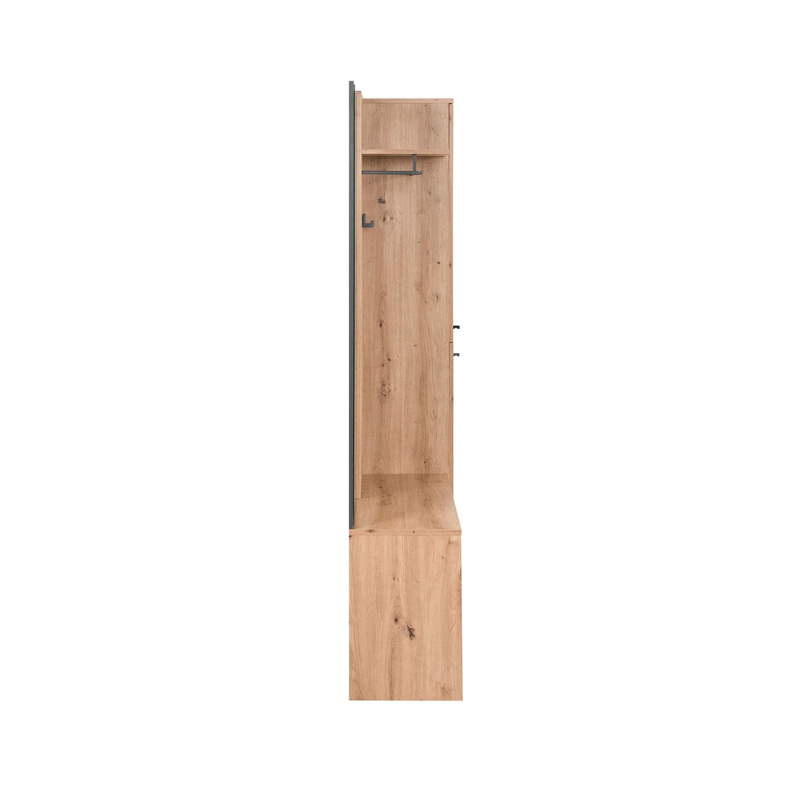 Mobile ingresso 122x190h cannettato rovere haller e antracite con panca e specchio - Sonnet