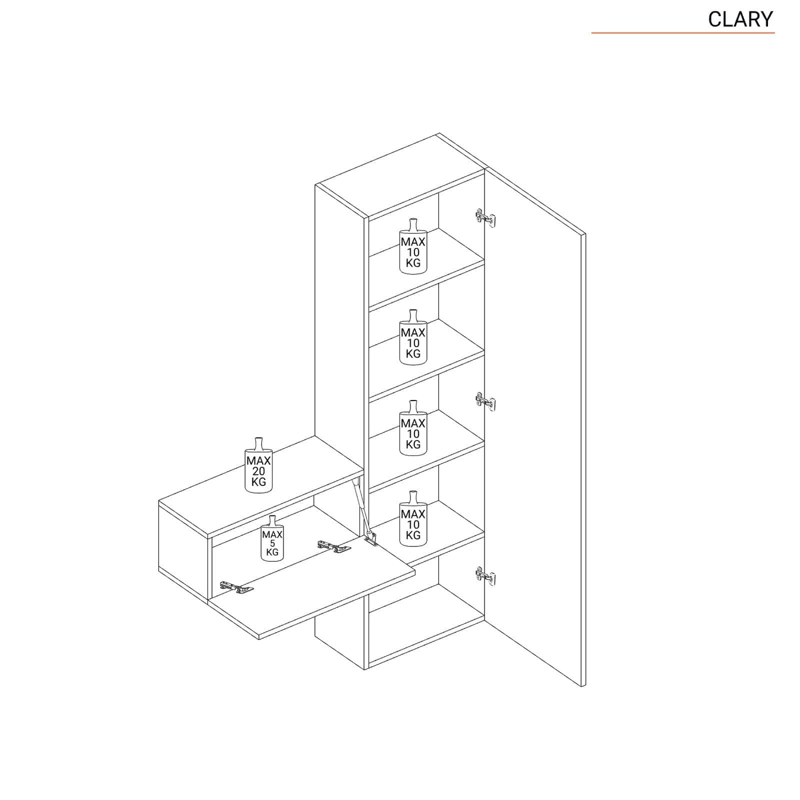 Mobile ingresso reversibile 123x185h cm colonna piombo e pensile ardesia - Clary