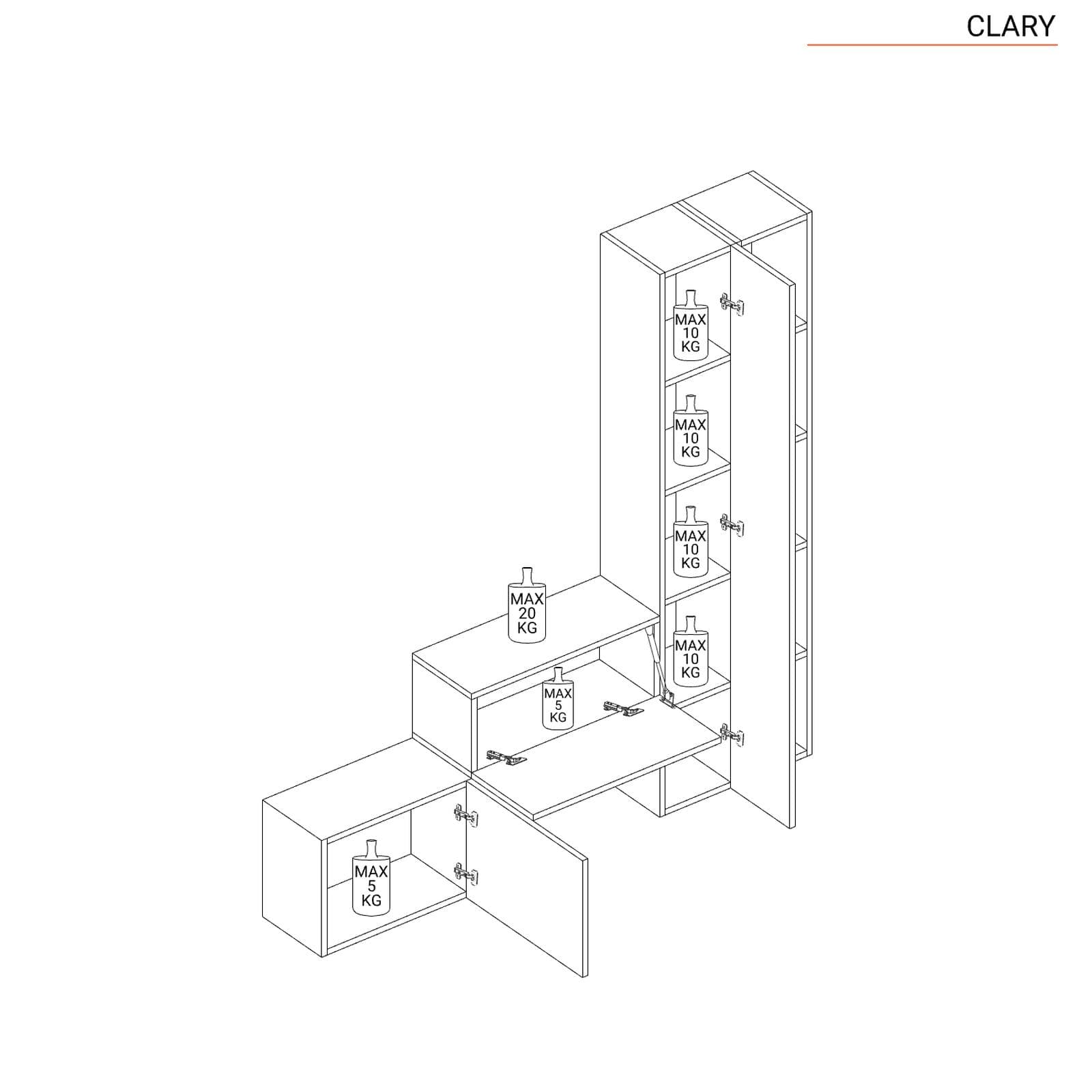 Mobile ingresso reversibile 125-180x185h cm mercure bronzo argilla - Clary