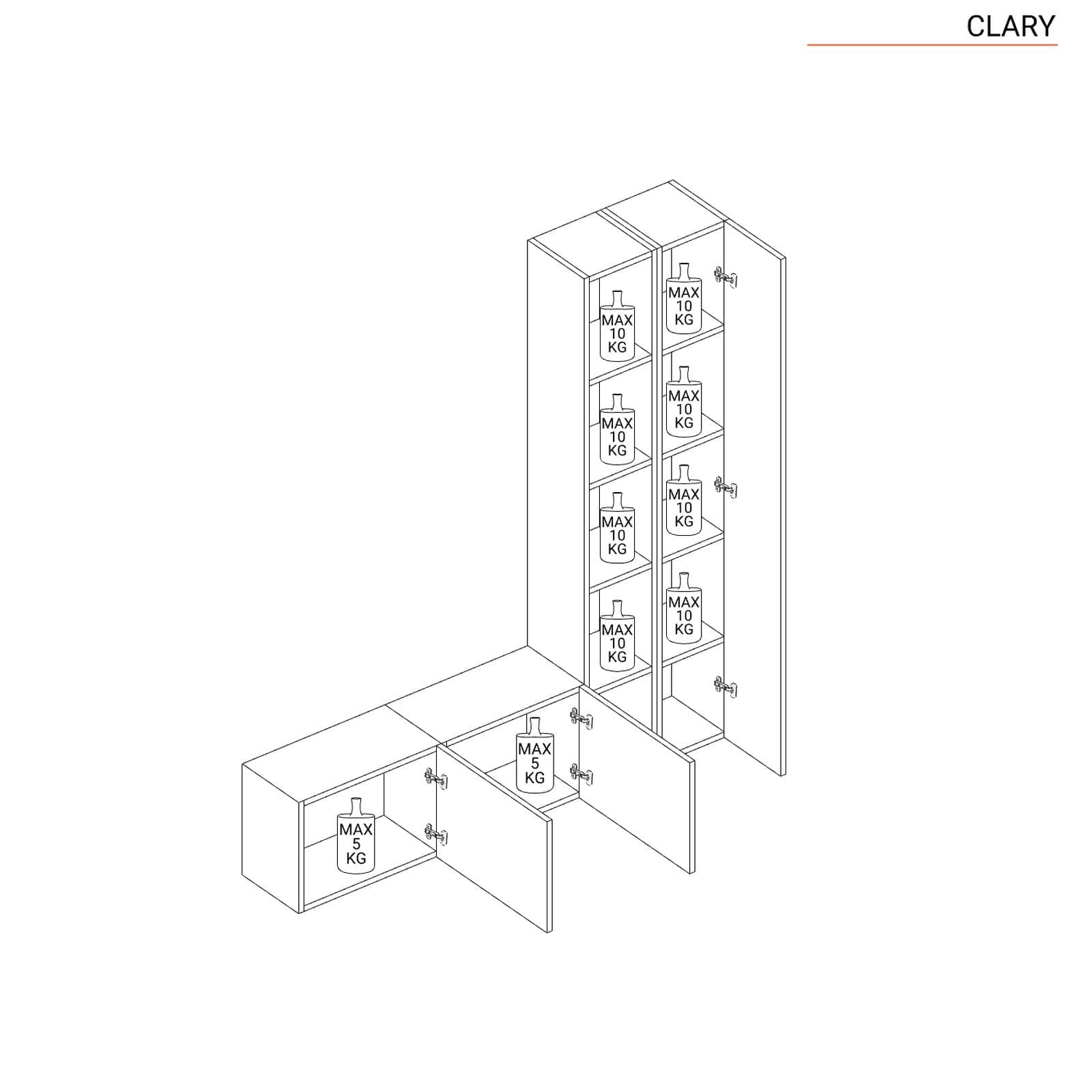 Mobile ingresso reversibile 166x185h cm 2 colonne e 2 cubi bianco lucido - Clary