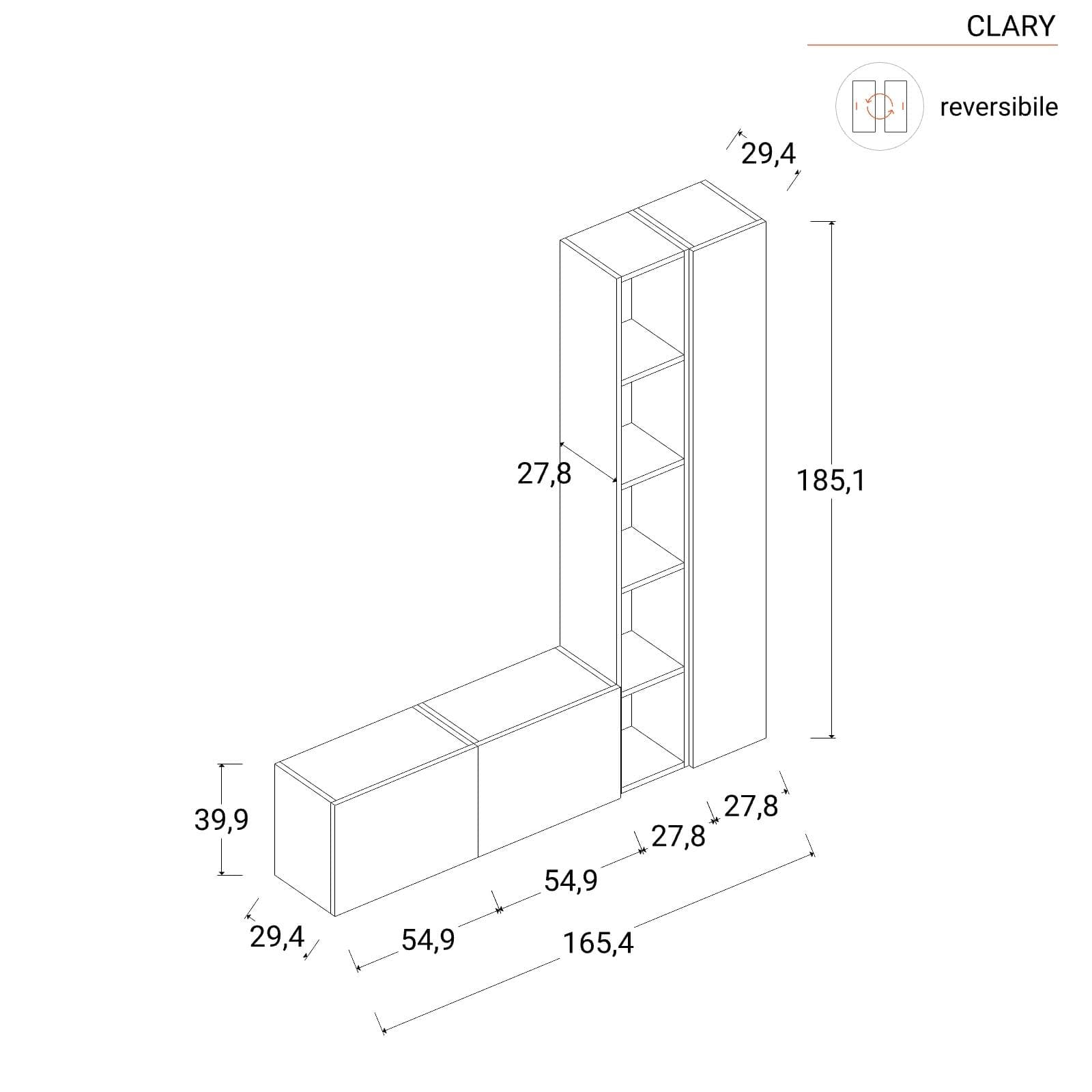 Mobile ingresso reversibile 166x185h cm 2 colonne piombo e 2 cubi gesso - Clary