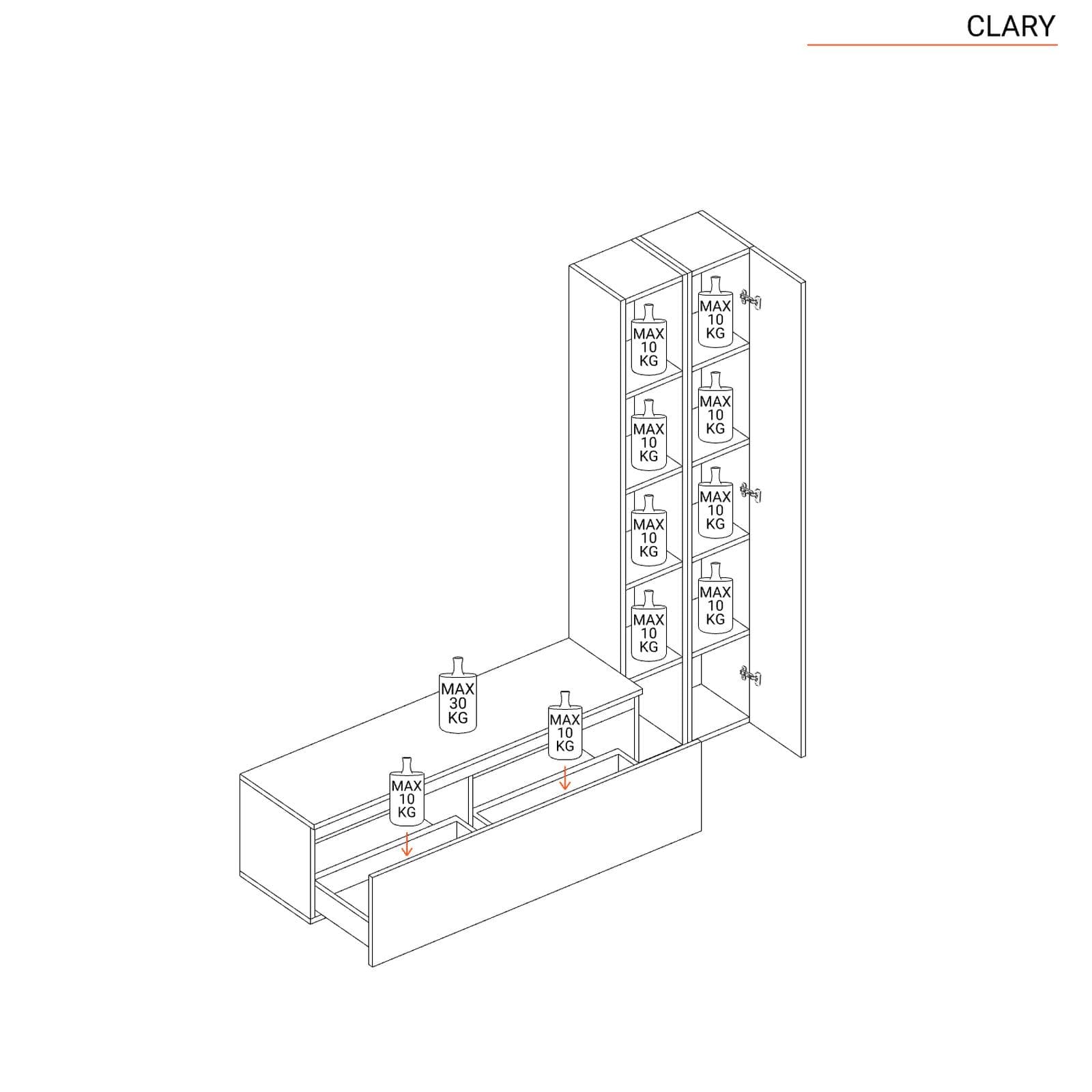 Mobile ingresso reversibile 194x186h cm 2 colonne piombo e cassettone ardesia - Clary
