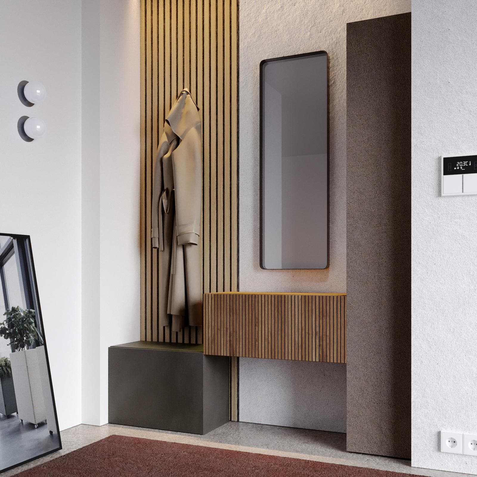 Mobile ingresso reversibile 97-152x185h cm bronzo lava e mercure cannettato - Clary