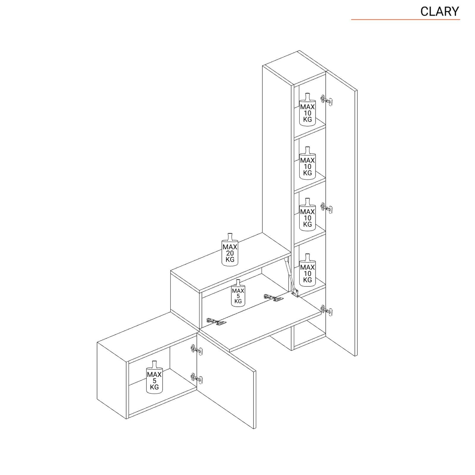 Mobile ingresso reversibile 97-152x185h cm gesso - Clary