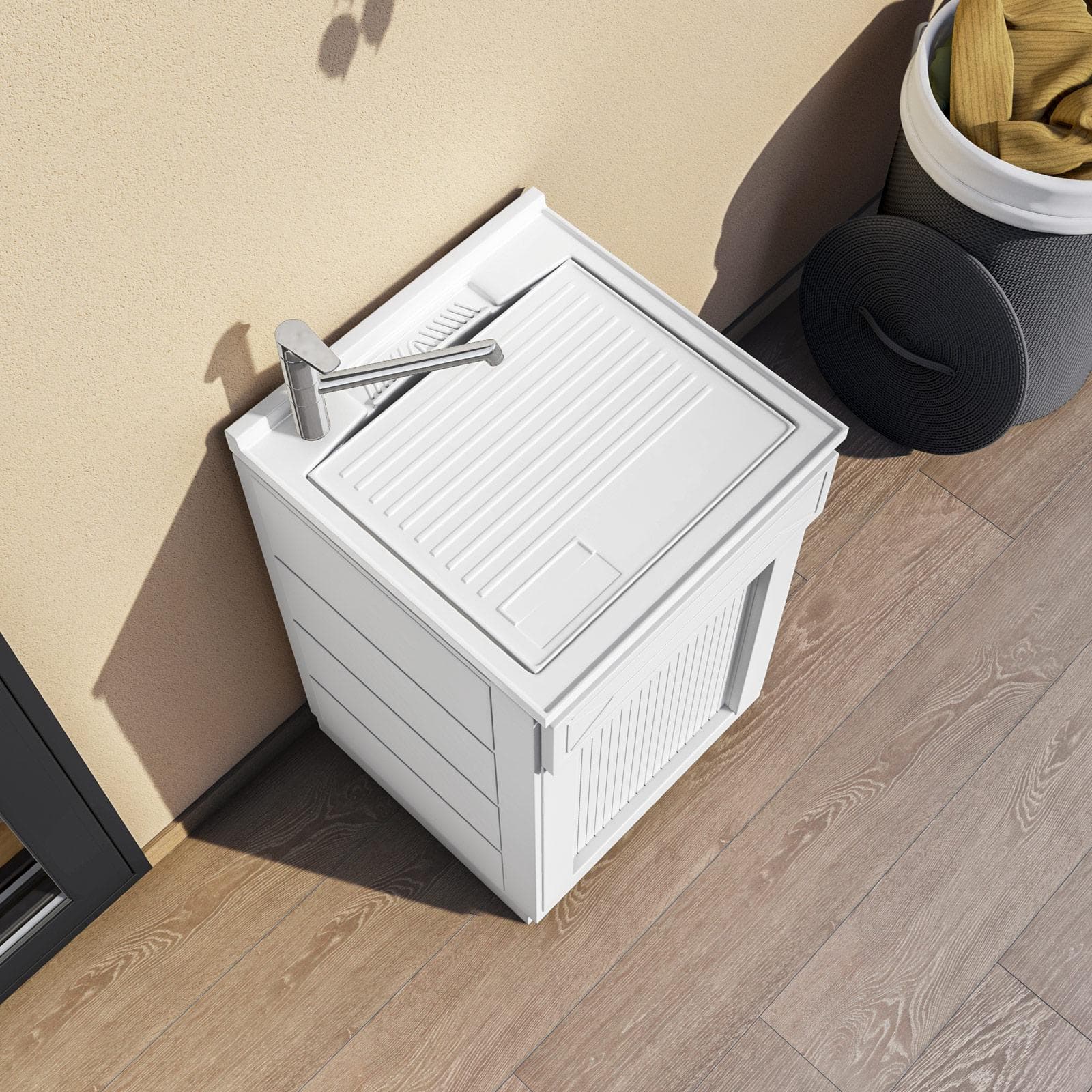 Mobile lavatoio 50x50 esterno o interno serrandina lavabo e asse lavapanni