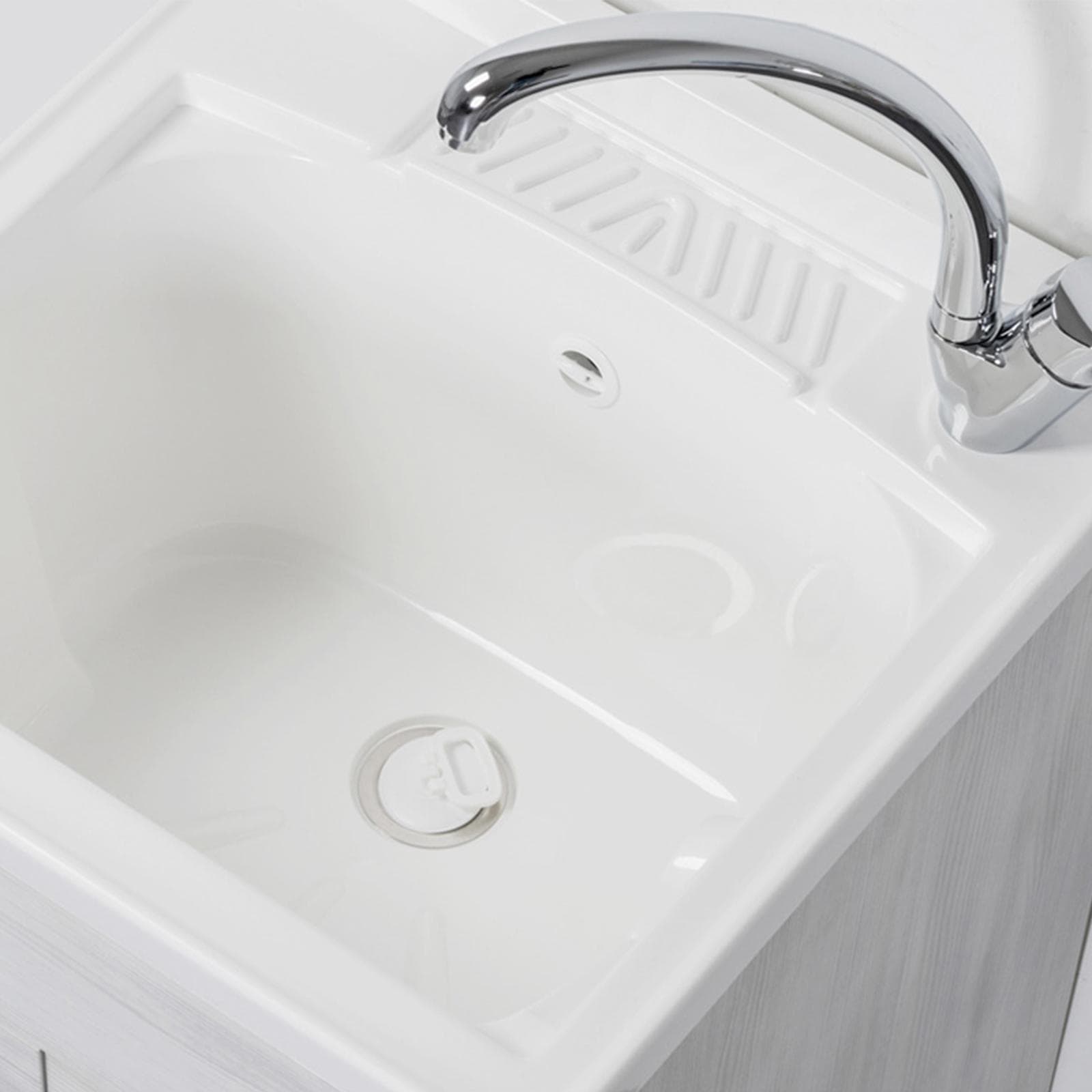 Mobile lavatoio 60x50 cm 2 ante e vasca finitura rovere alpino