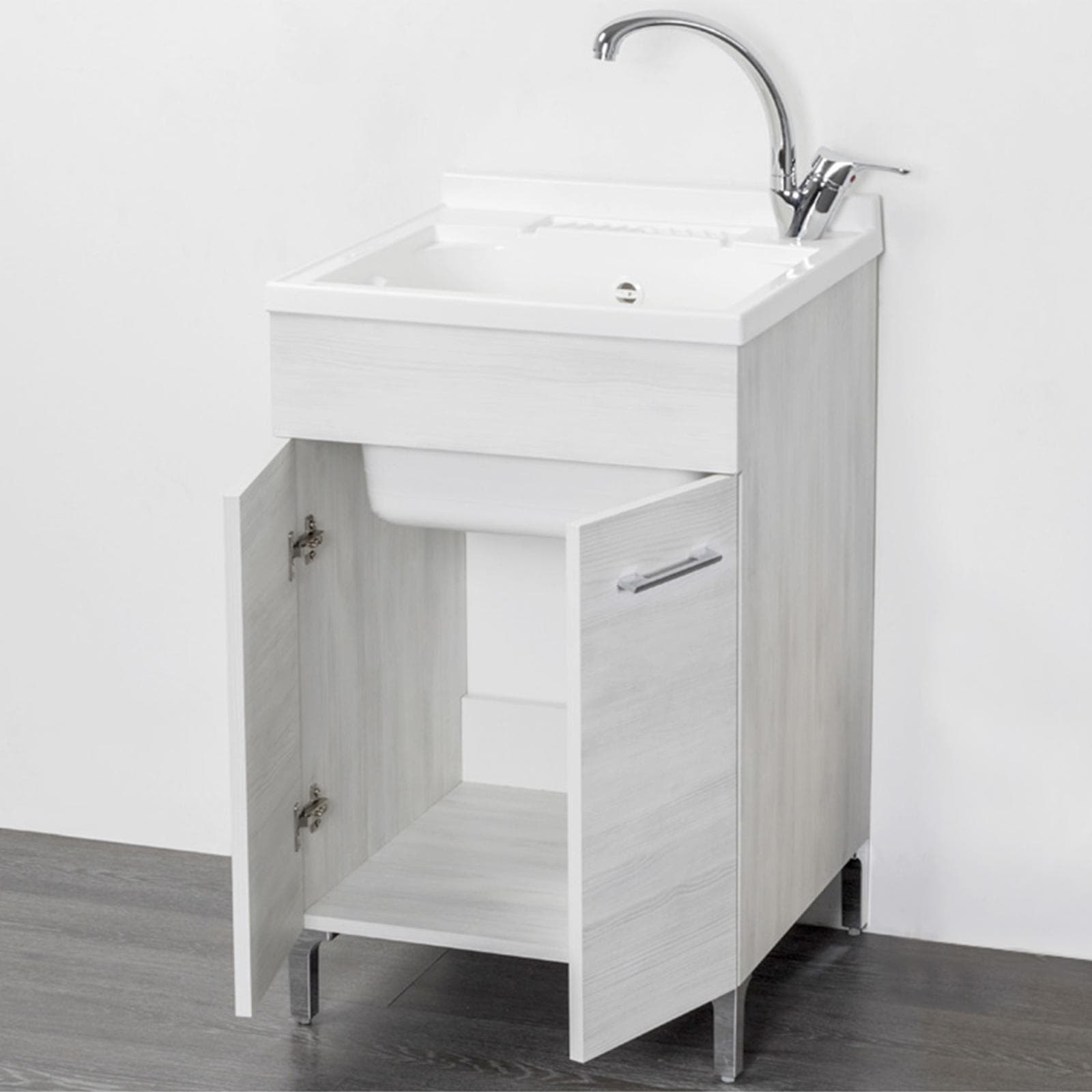 Mobile lavatoio 60x50 cm 2 ante e vasca finitura rovere alpino