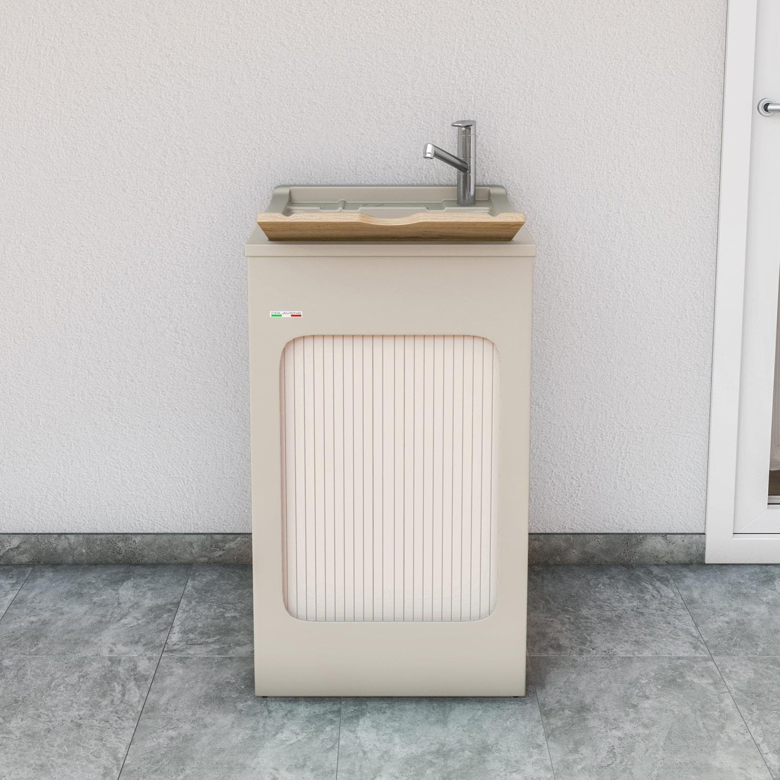 Mobile lavatoio crema Lavacril Colavene 50x50x87h cm con vasca e serranda