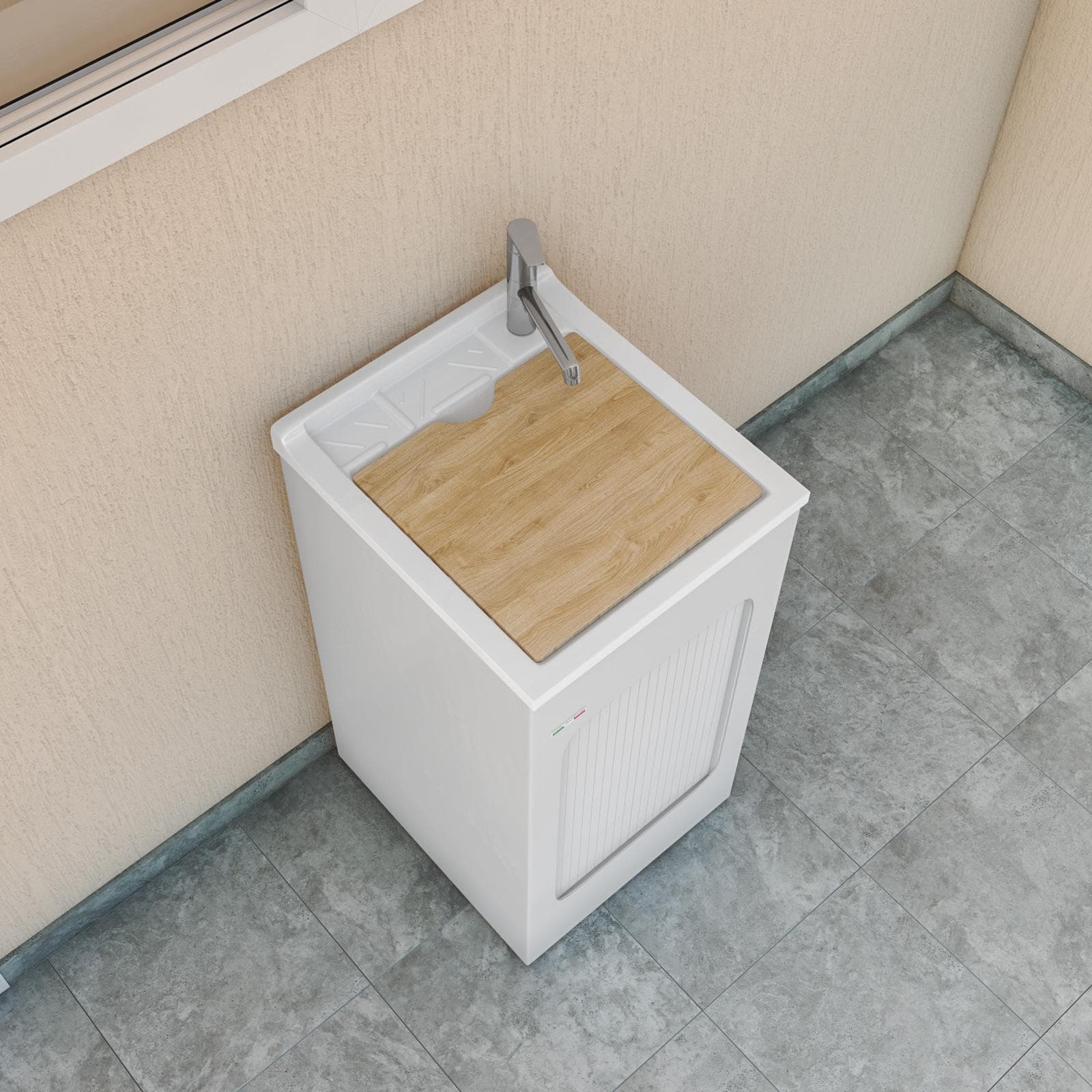 Mobile lavatoio Lavacril Colavene 45x50x87h cm con serranda laterale e vasca in ABS