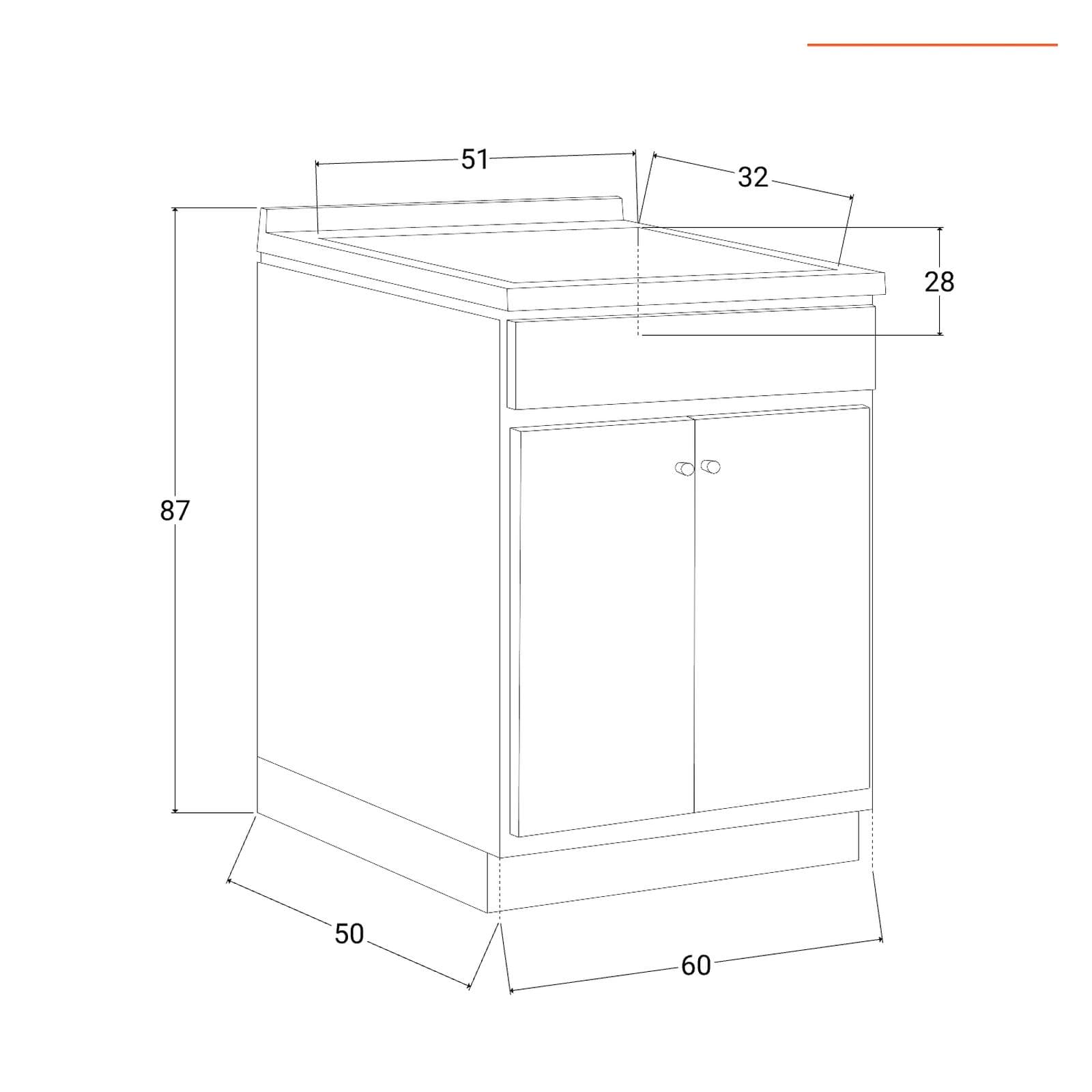 Mobile lavatoio per interno o esterno 60x50 due ante + vasca e asse lavapanni