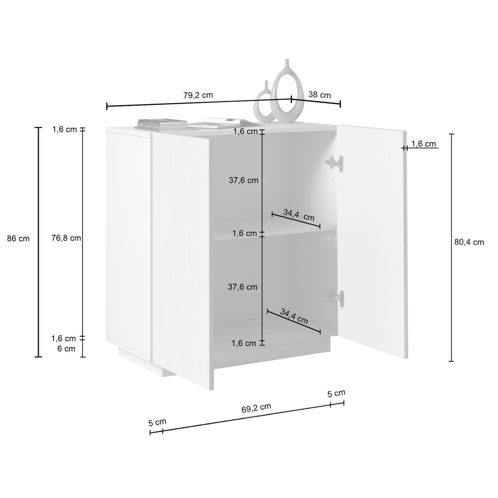 Mobile multiuso 80x86h cm antracite opaco con 2 ante - Canadian