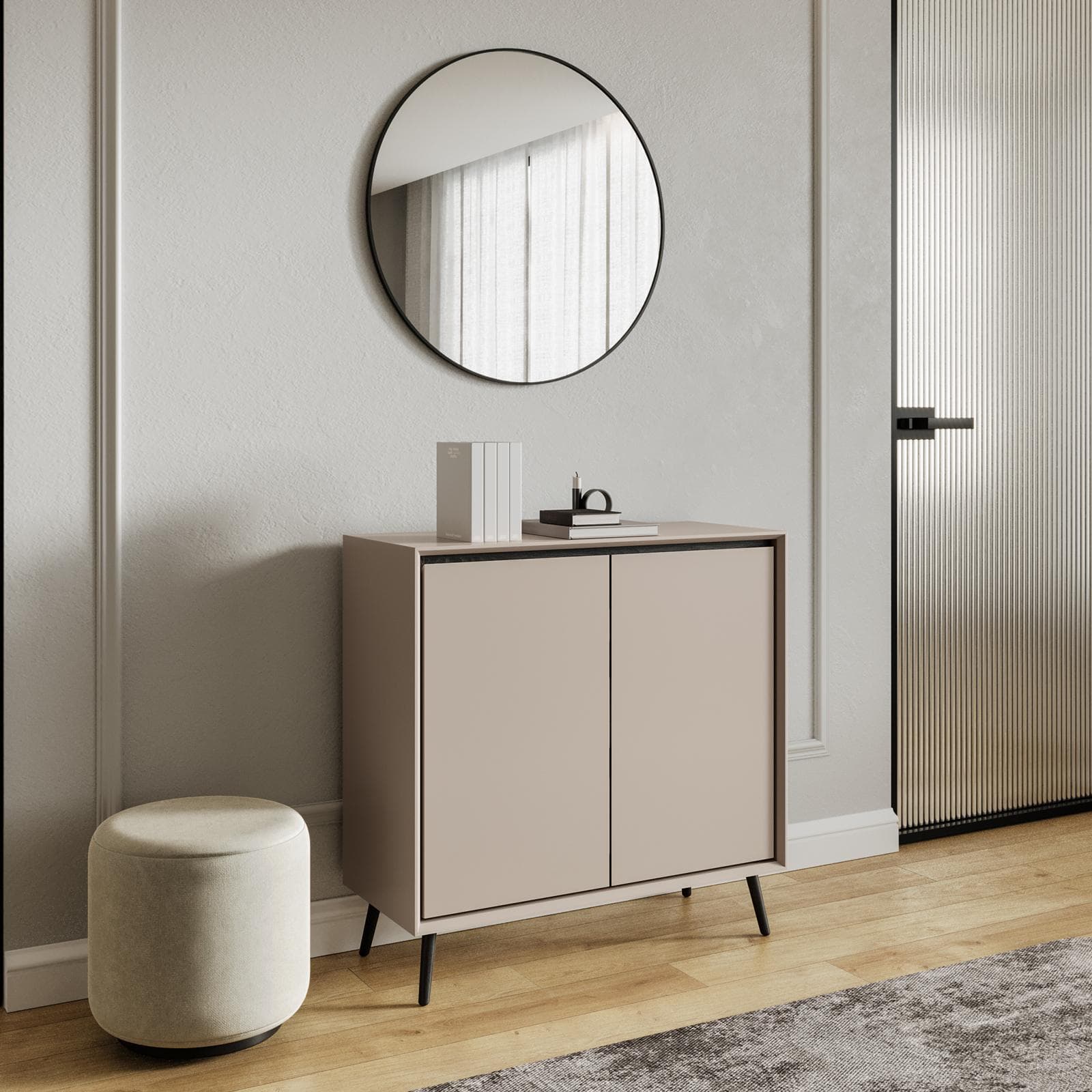 Mobile multiuso 90x90h cm cappuccino e nero con 2 ante - Pixie