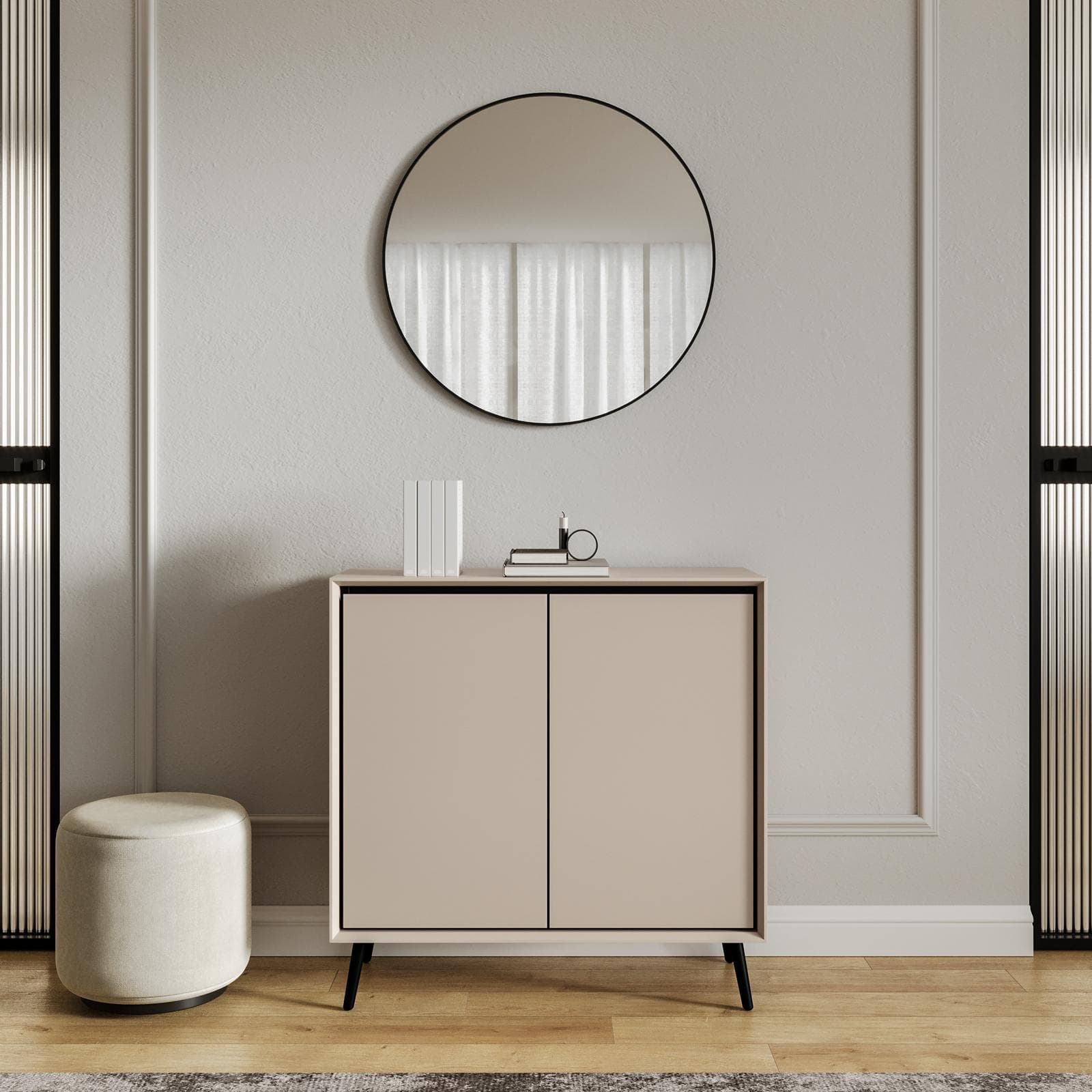 Mobile multiuso 90x90h cm cappuccino e nero con 2 ante - Pixie