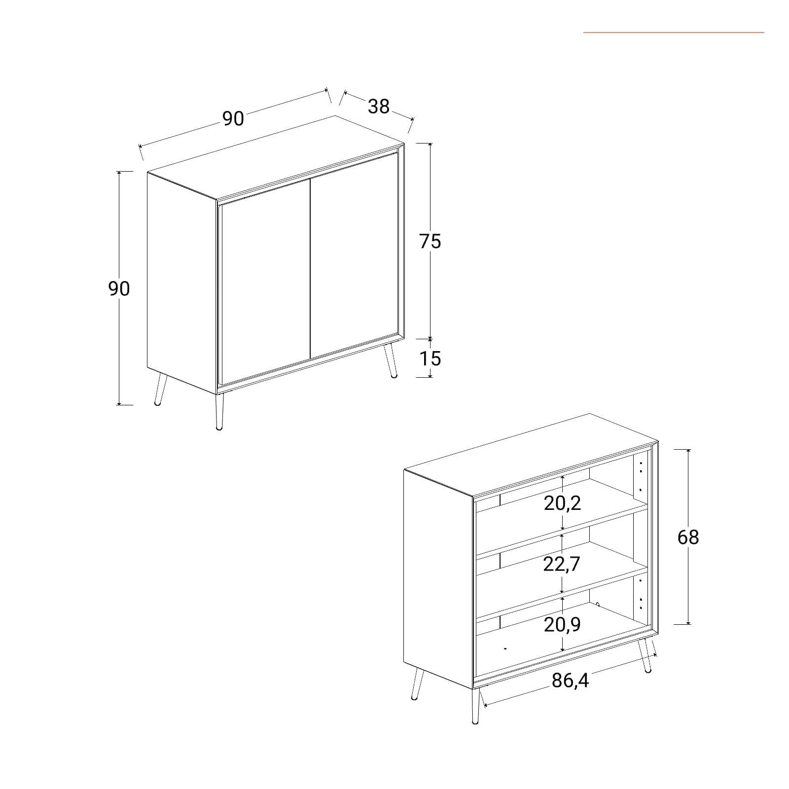 Mobile multiuso 90x90h cm cappuccino e nero con 2 ante - Pixie